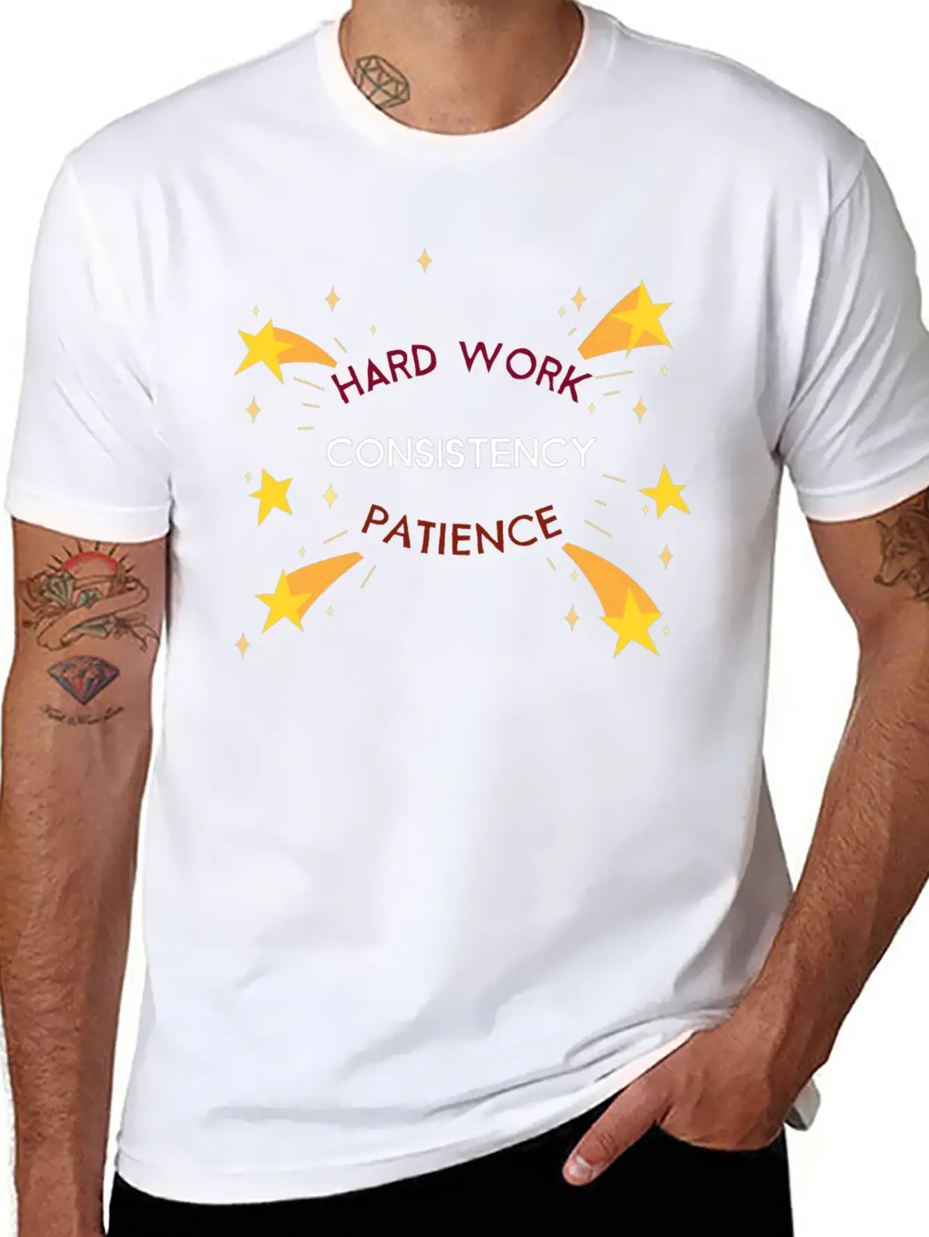 Hard Work Consisteny Patience Design Stylish Everyday T-Shirt – Unisex Basic Cotton Tee