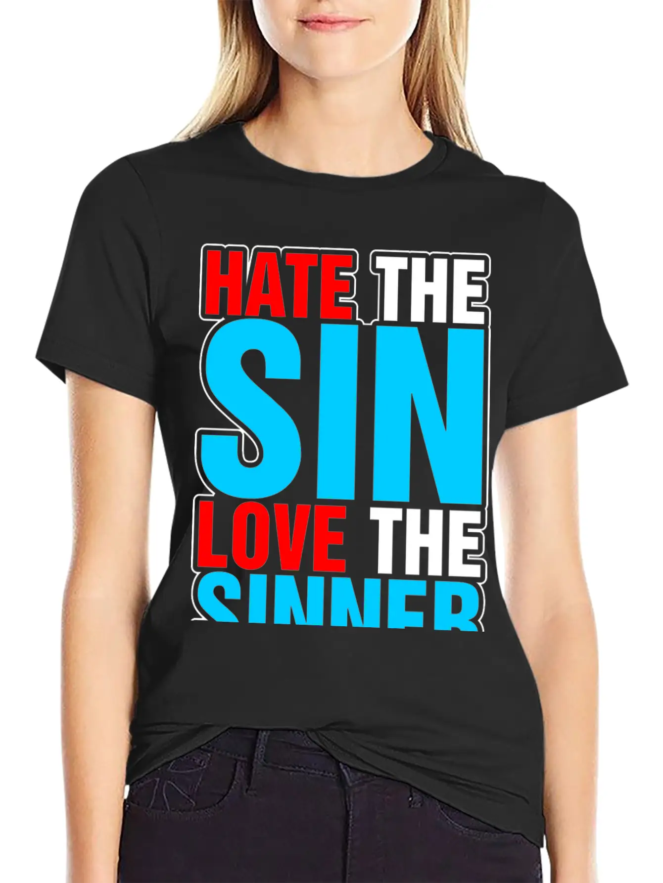 Hate The Sin Love The Sinner Stylish Everyday T-Shirt – Unisex Basic Cotton Tee