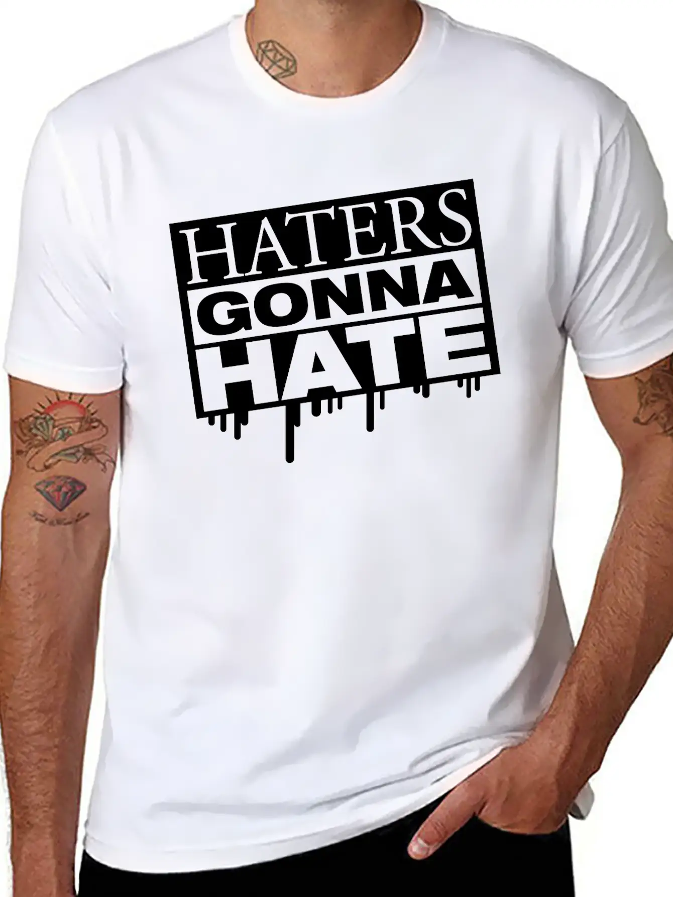 Haters_gonna_hate_ta1 Breathable Graphic T-Shirt – Perfect For Casual Days