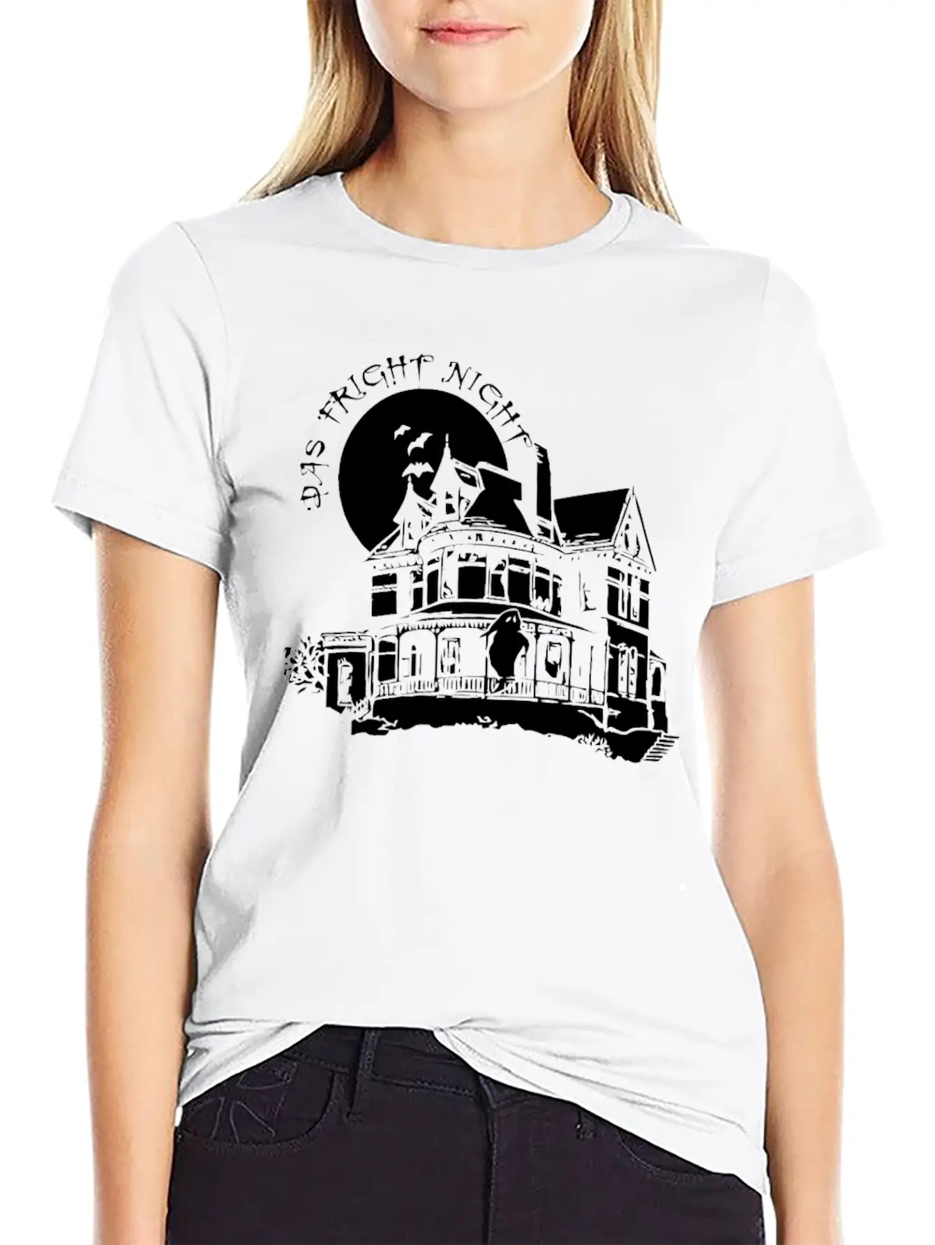 Haunted House Party Classic Crew Neck Graphic Tee – Everyday Minimal Look
