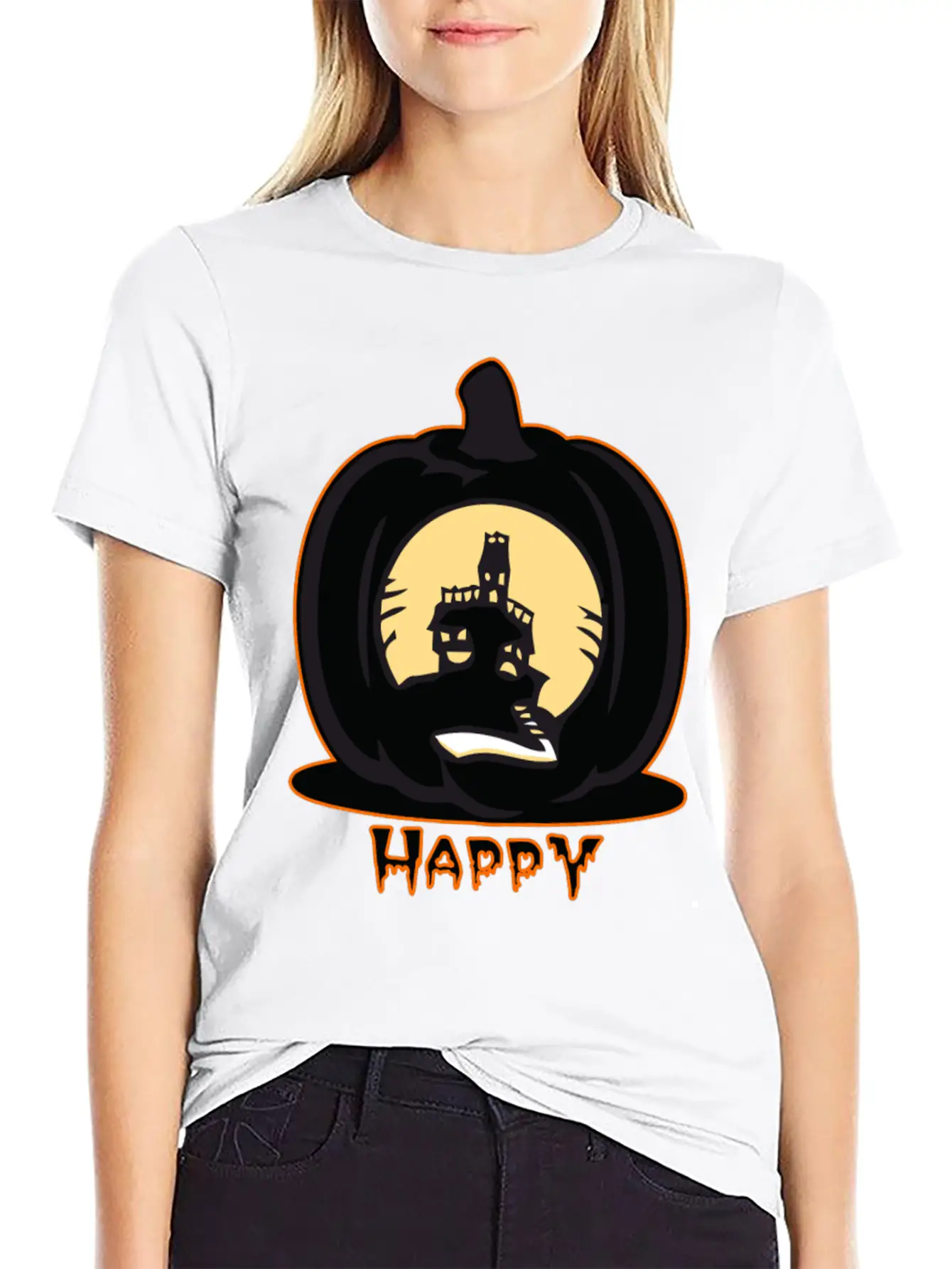 Haunted House Pumpkin Basic Graphic T-Shirt – Daily Comfort In Soft Cotton