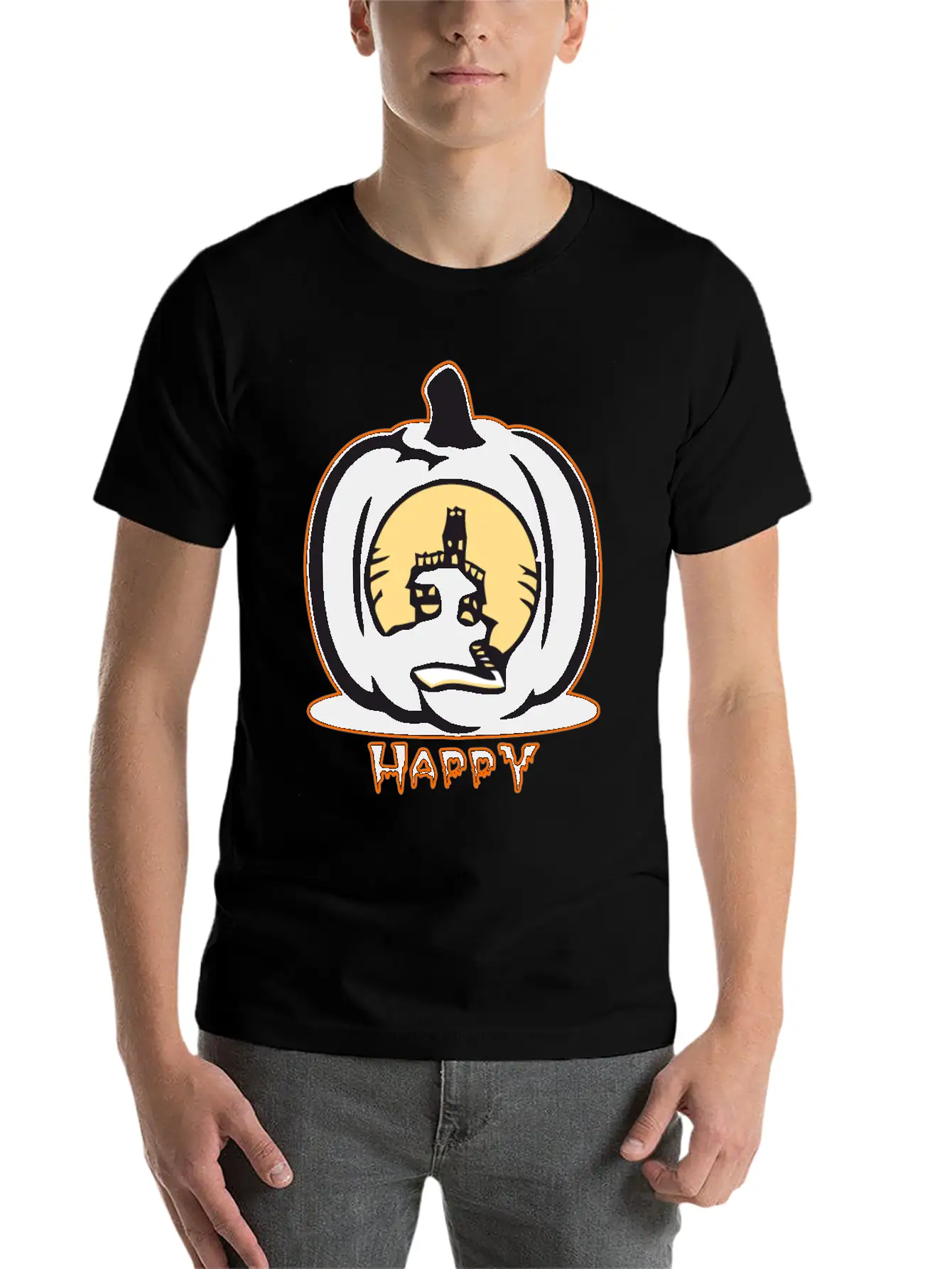 Haunted House Pumpkin Basic Graphic T-Shirt – Daily Comfort In Soft Cotton