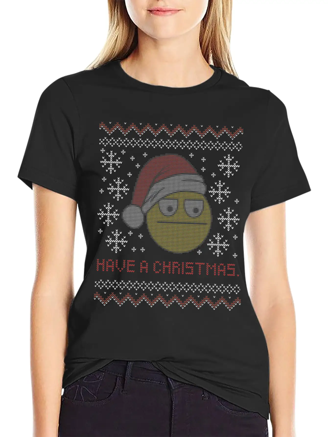 Have A Christmas Ugly Christmas Sweater Knit Stylish Everyday T-Shirt – Unisex Basic Cotton Tee