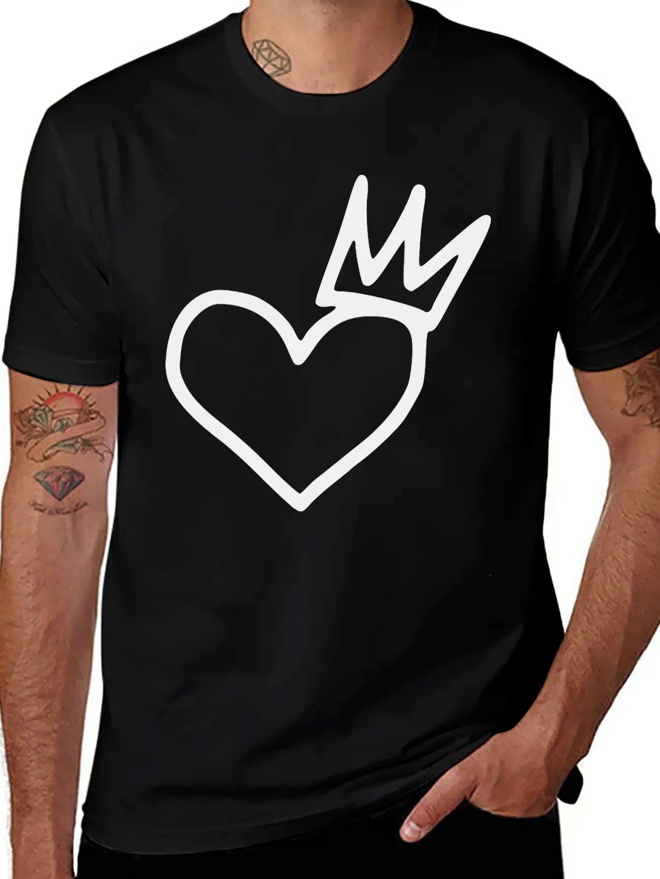 Heart Emojis Sketch Crown Sticker Breathable Graphic T-Shirt – Perfect For Casual Days