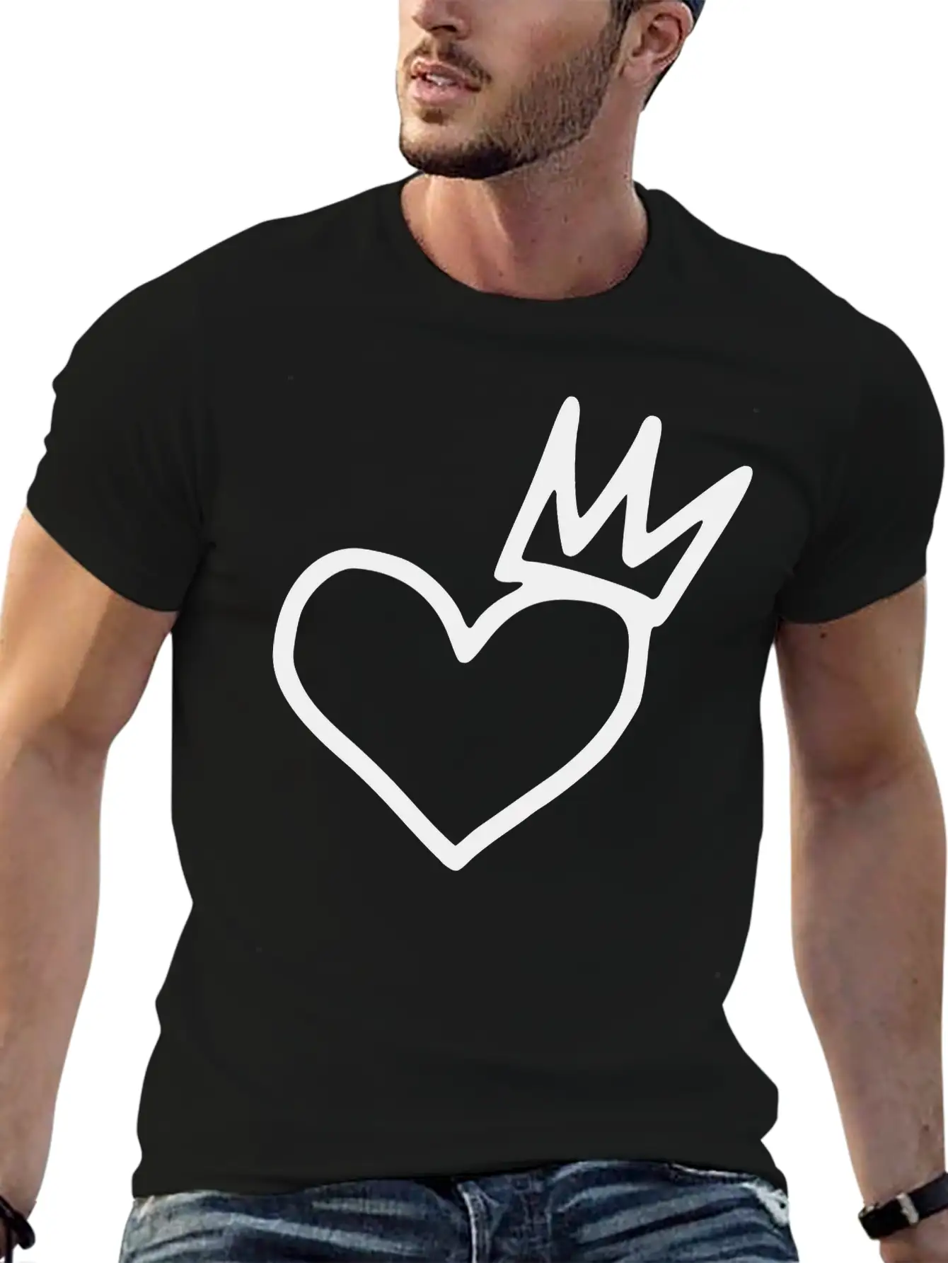 Heart Emojis Sketch Crown Sticker Breathable Graphic T-Shirt – Perfect For Casual Days