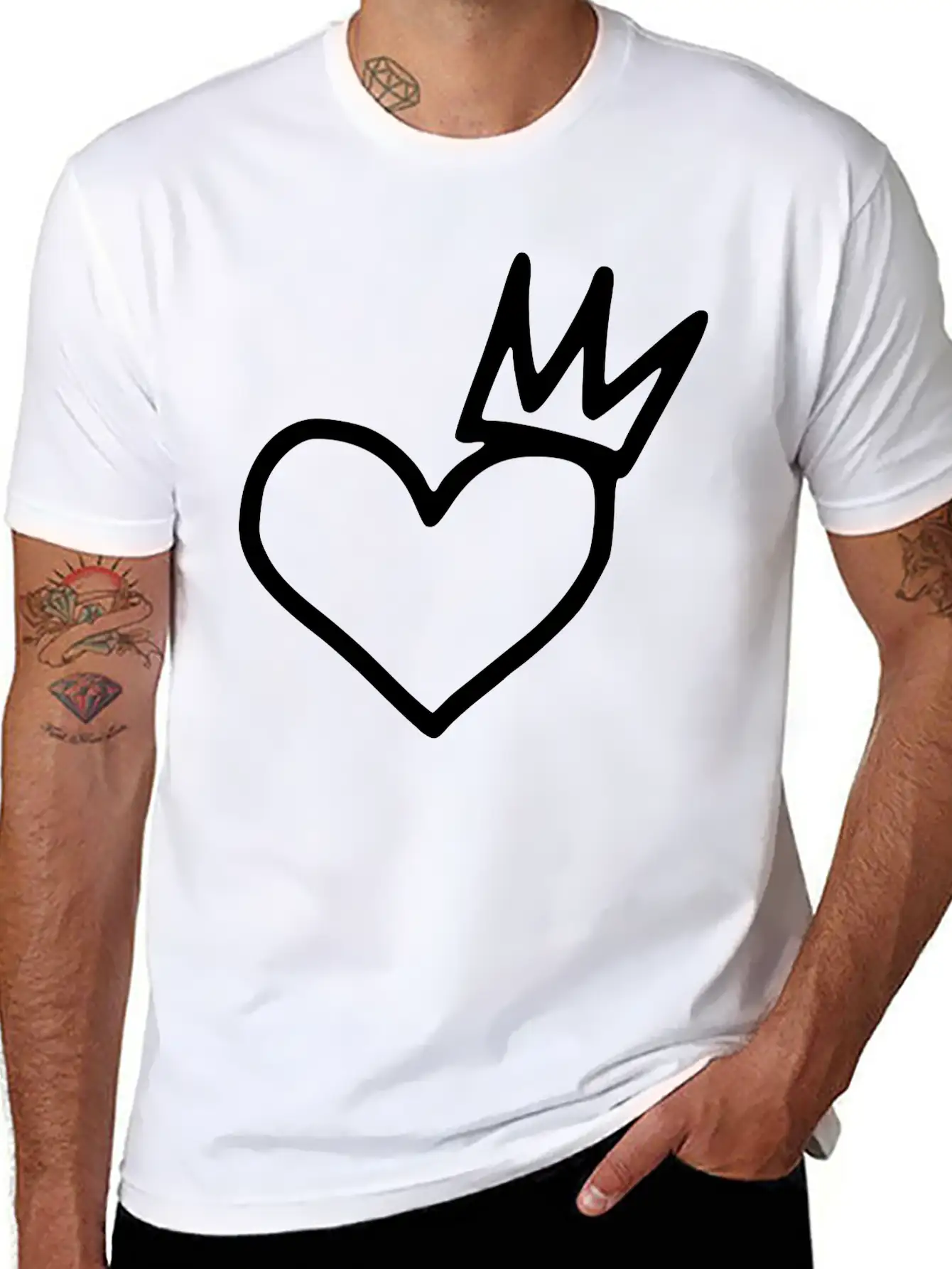 Heart Emojis Sketch Crown Sticker Breathable Graphic T-Shirt – Perfect For Casual Days