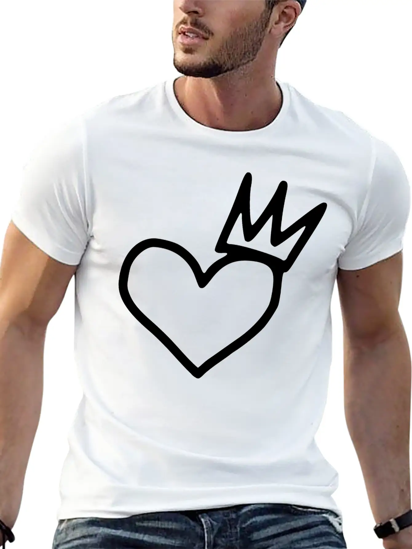 Heart Emojis Sketch Crown Sticker Breathable Graphic T-Shirt – Perfect For Casual Days