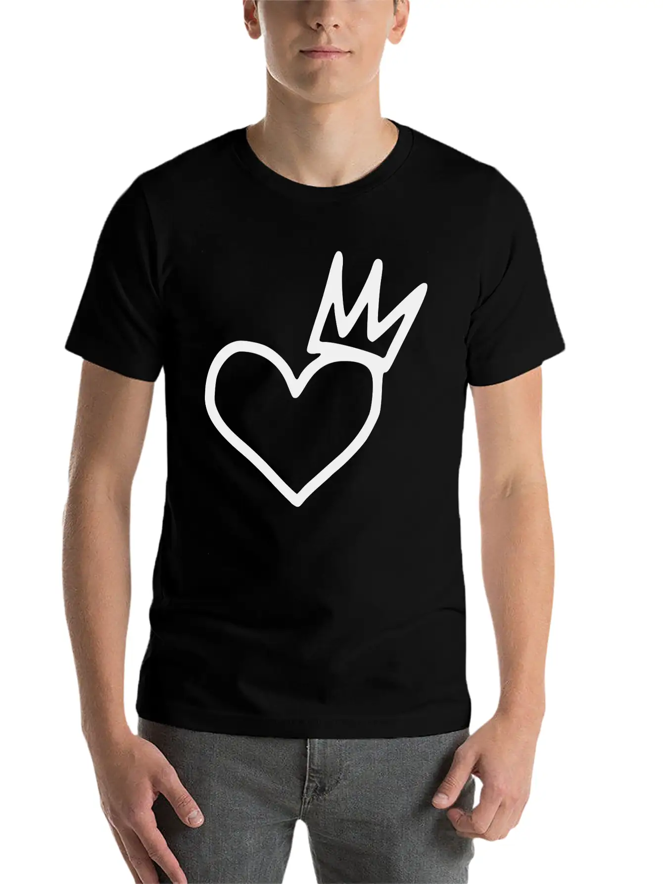 Heart Emojis Sketch Crown Sticker Breathable Graphic T-Shirt – Perfect For Casual Days