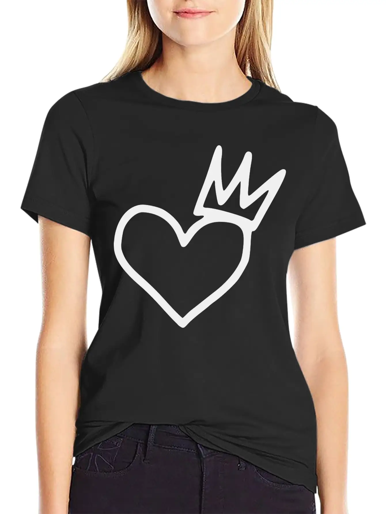Heart Emojis Sketch Crown Sticker Breathable Graphic T-Shirt – Perfect For Casual Days