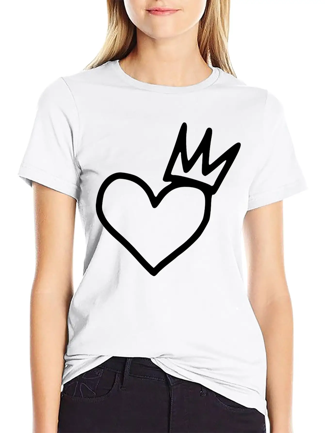 Heart Emojis Sketch Crown Sticker Breathable Graphic T-Shirt – Perfect For Casual Days