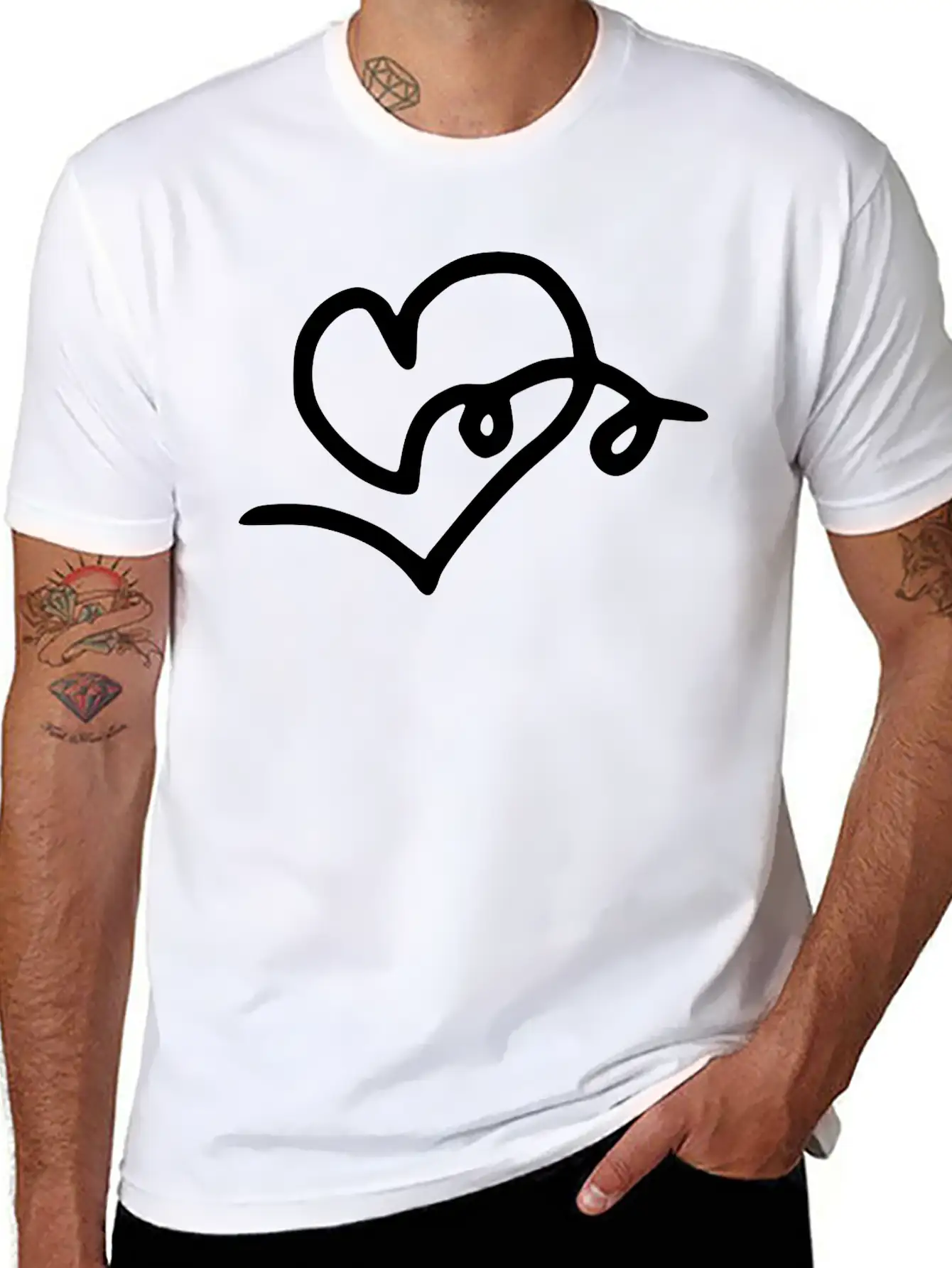 Heart Emojis Sketch Stylish Everyday T-Shirt – Unisex Basic Cotton Tee