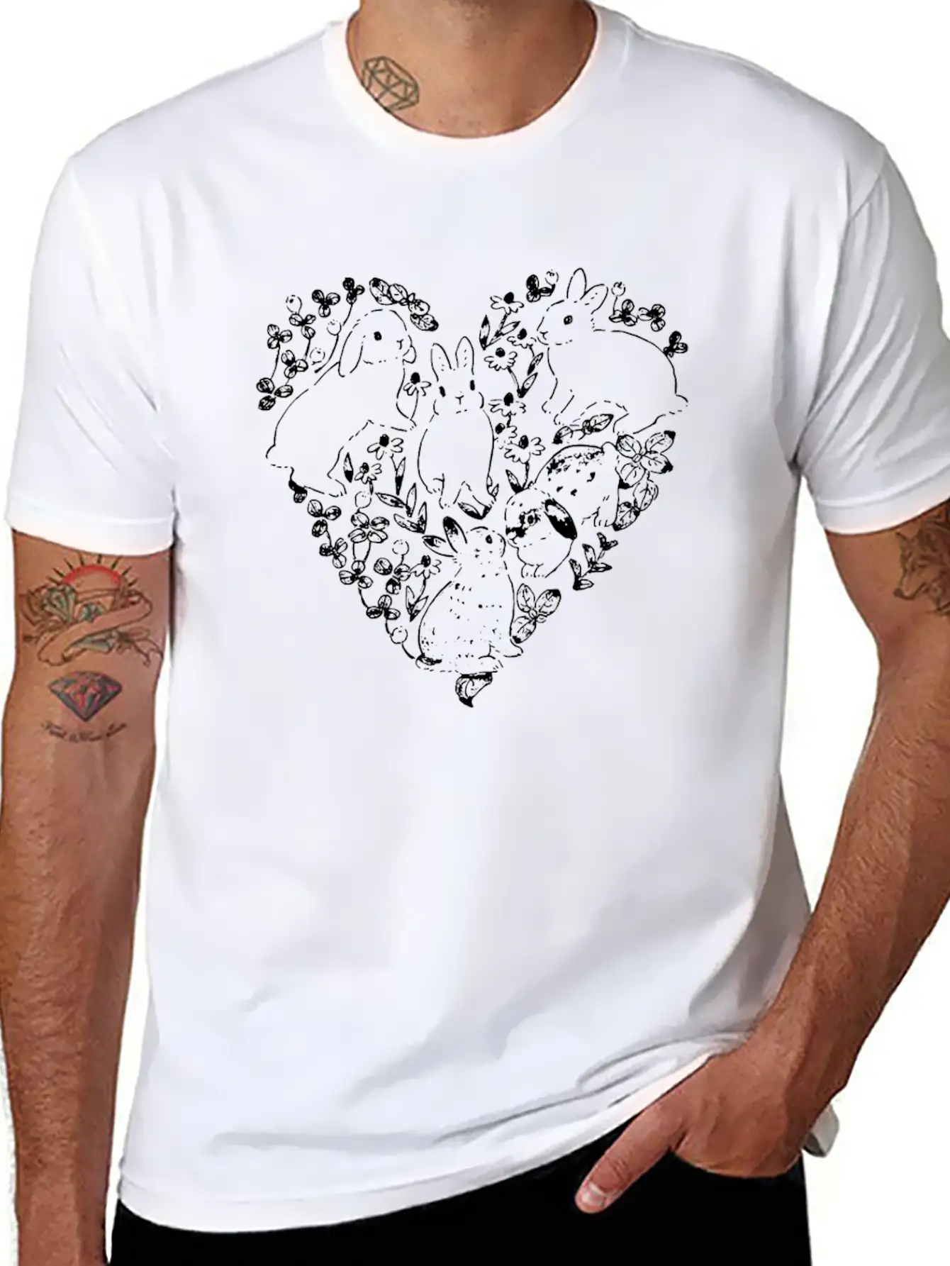 Heart Gift Bunny Rabbit Pet Basic Graphic T-Shirt – Daily Comfort In Soft Cotton