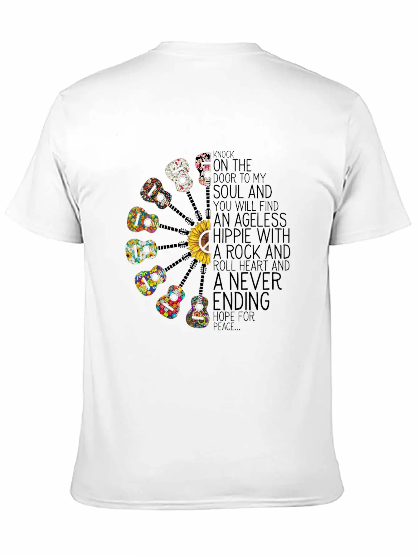 Hippie Peace Rock And Roll Never Ending Stylish Everyday T-Shirt – Unisex Basic Cotton Tee