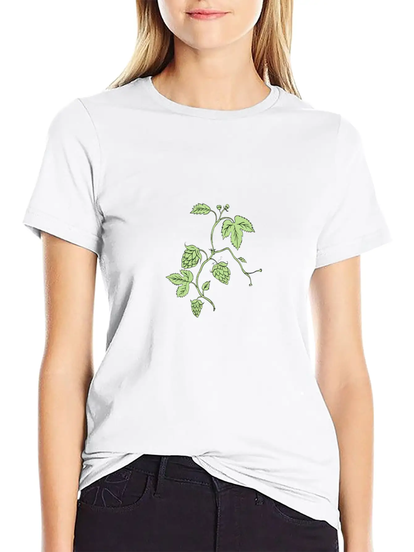 Hop Plant Climbing Drawing Relaxed Everyday Tee – Lightweight And Durable Cotton