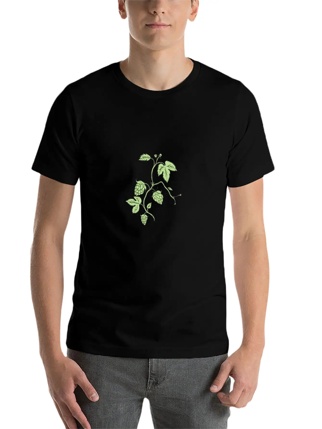 Hop Plant Climbing Drawing Relaxed Everyday Tee – Lightweight And Durable Cotton