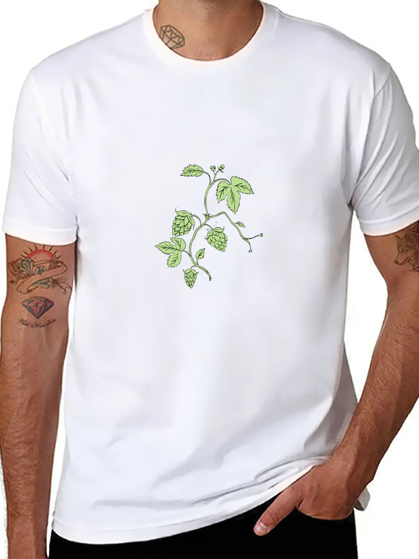 Hop Plant Climbing Drawing Relaxed Everyday Tee – Lightweight And Durable Cotton