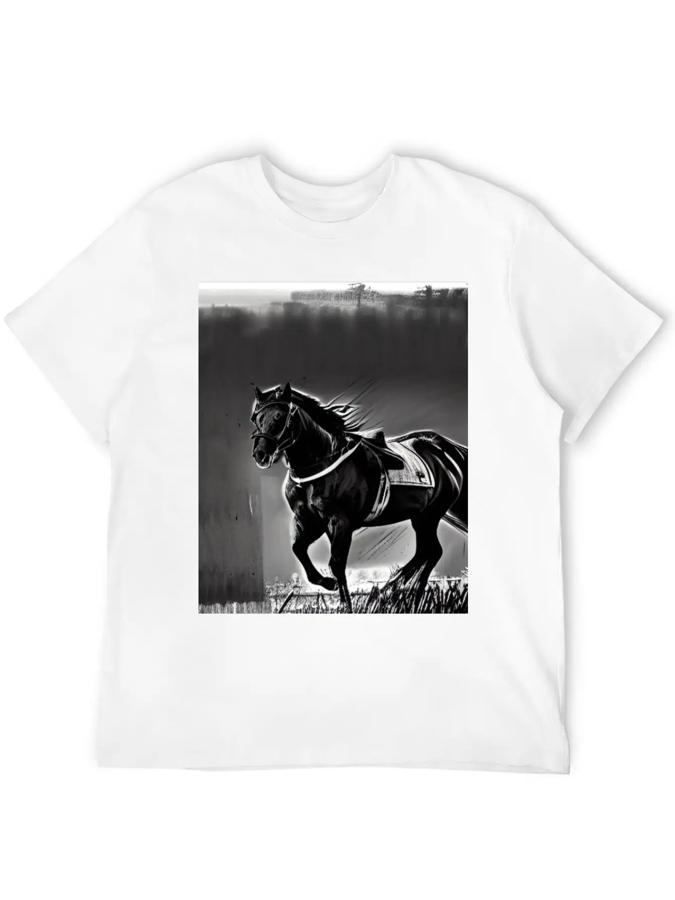 Horse Black And White Basic Graphic T-Shirt – Daily Comfort In Soft Cotton