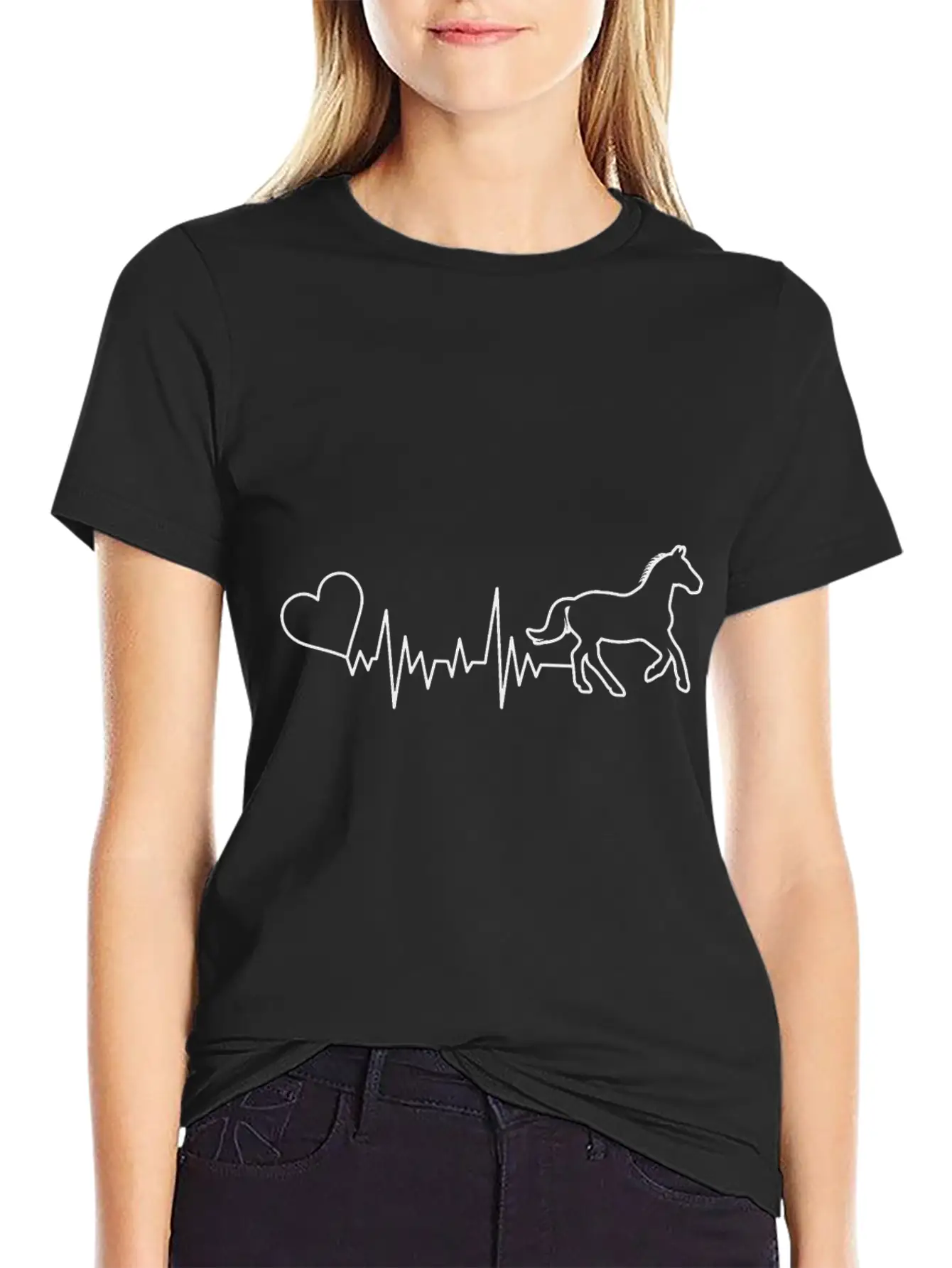 Horse Heartbeat Basic Graphic T-Shirt – Daily Comfort In Soft Cotton