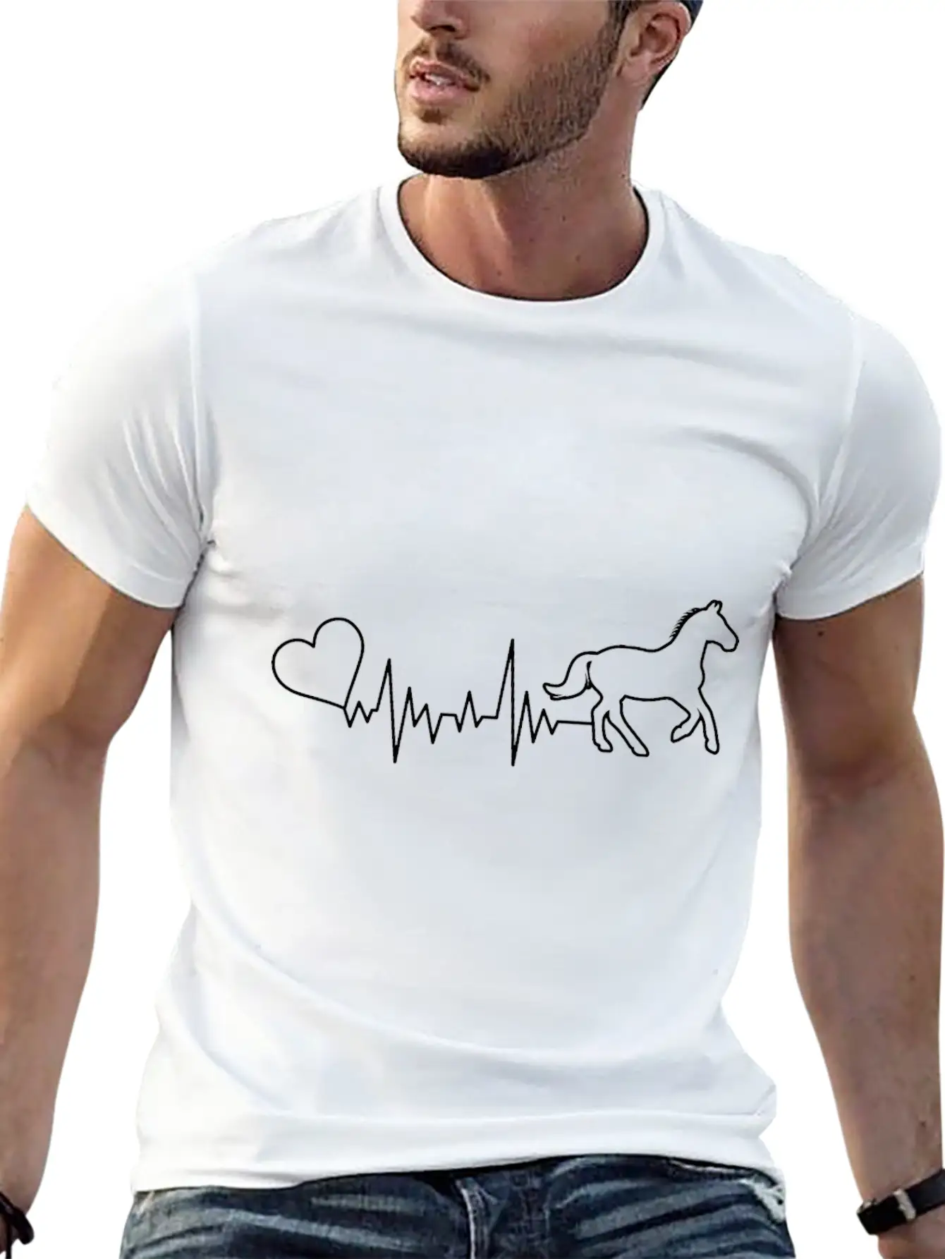 Horse Heartbeat Basic Graphic T-Shirt – Daily Comfort In Soft Cotton