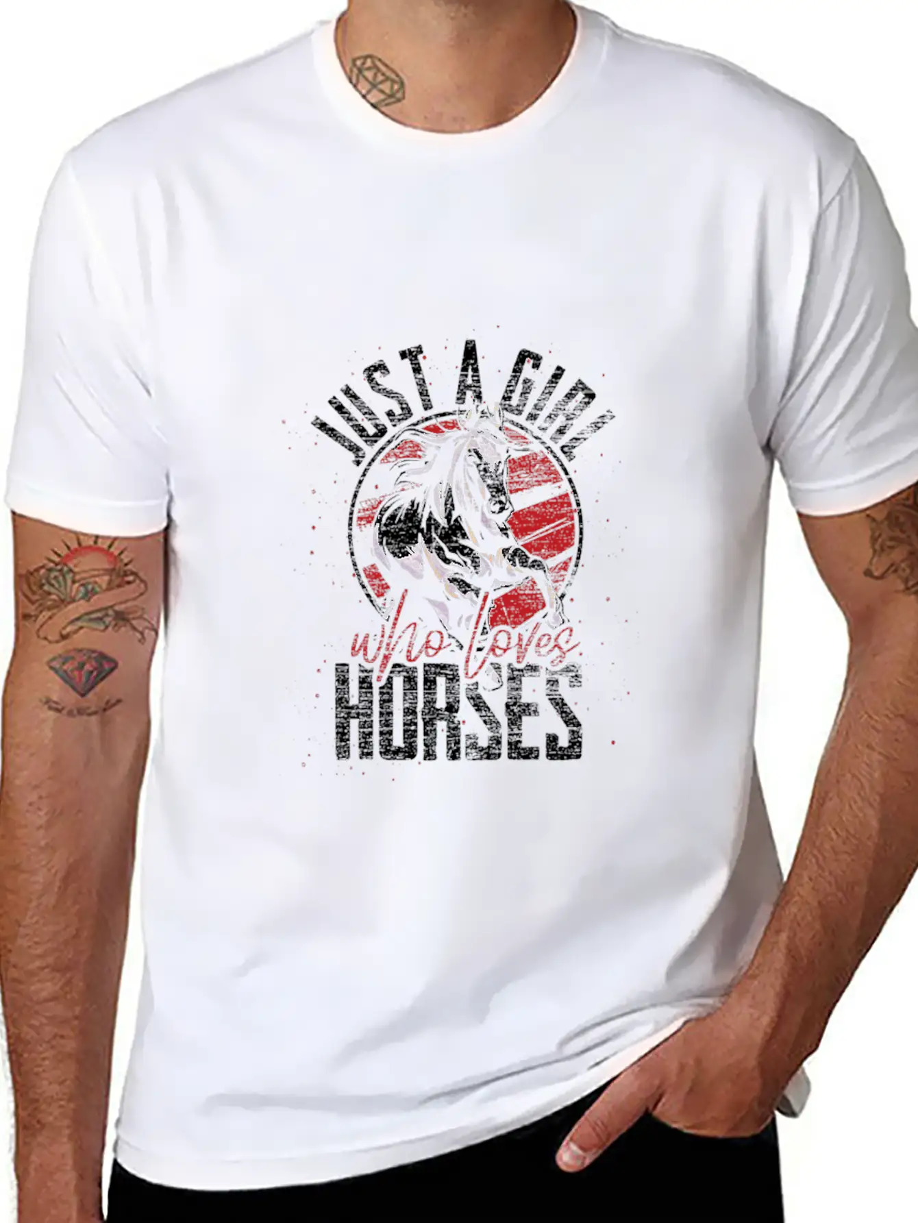 Horse Lover Just A Girl Who Loves Horses Shirt Lightweight Cotton T-Shirt – Daily Comfort Graphic Shirt