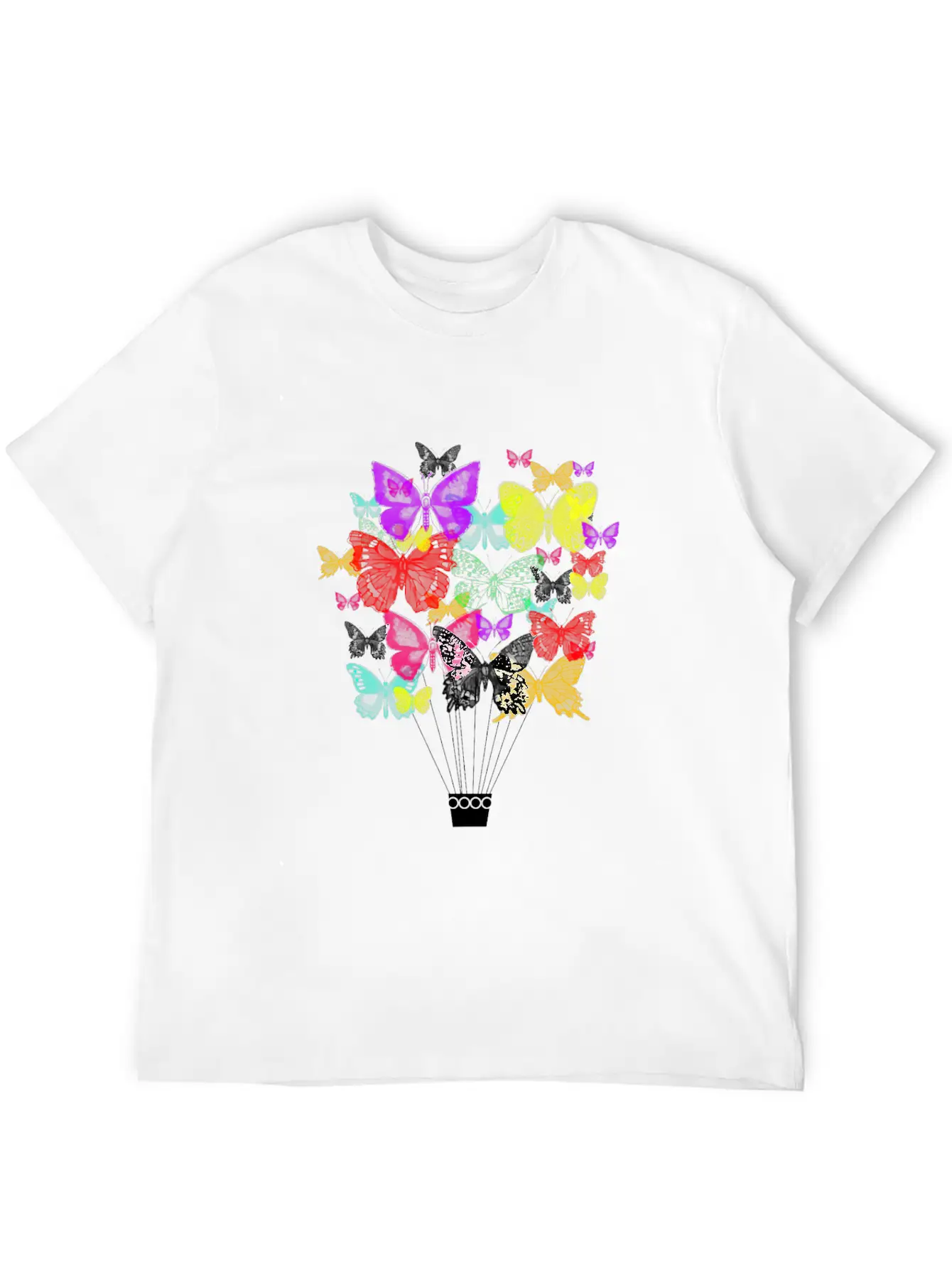 Hot Air Balloon Butterfly Cloud Sky Stylish Everyday T-Shirt – Unisex Basic Cotton Tee