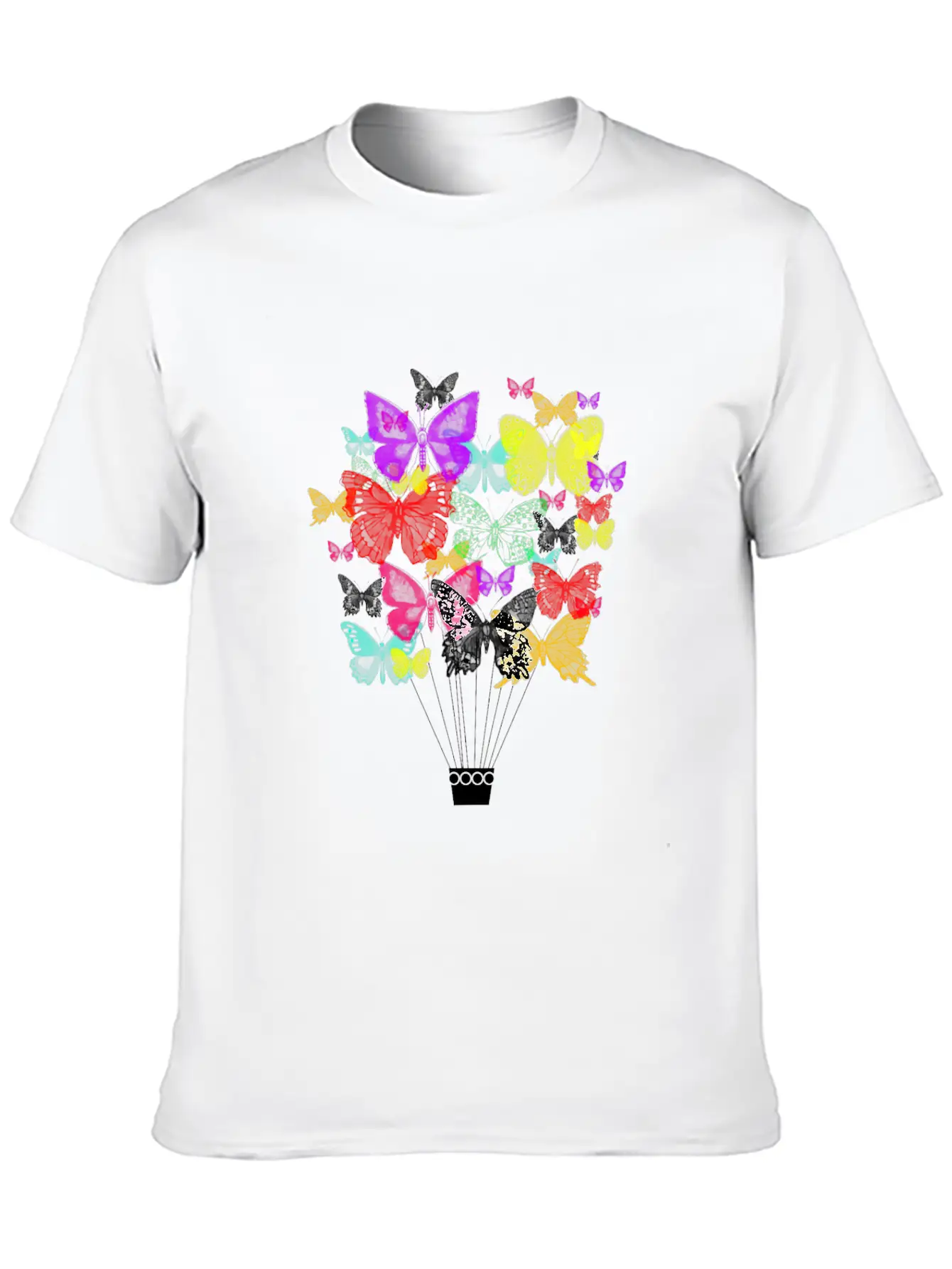 Hot Air Balloon Butterfly Cloud Sky Stylish Everyday T-Shirt – Unisex Basic Cotton Tee