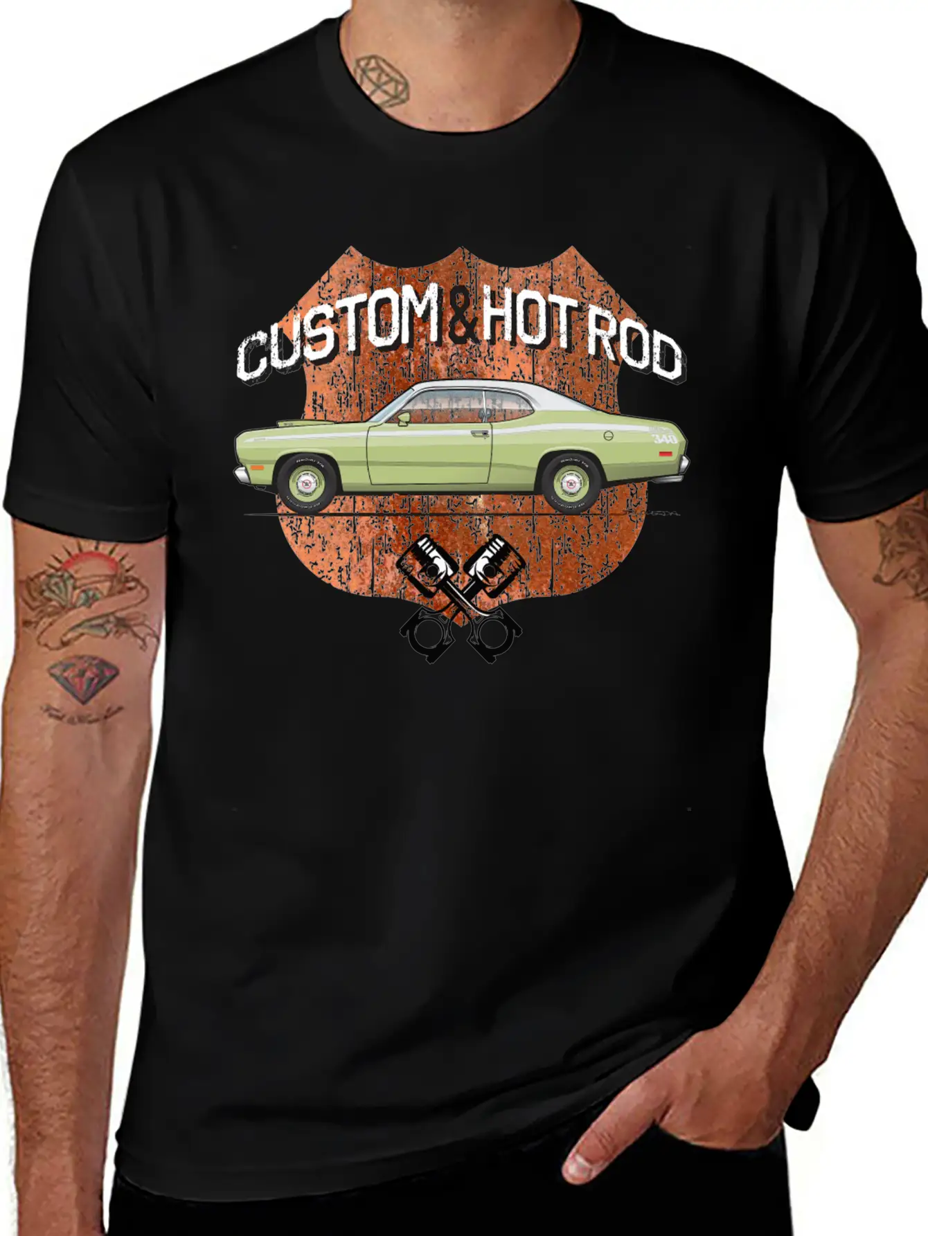 Hot Rod Mist Green Casual Graphic T-Shirt – Simple And Comfortable Daily Wear