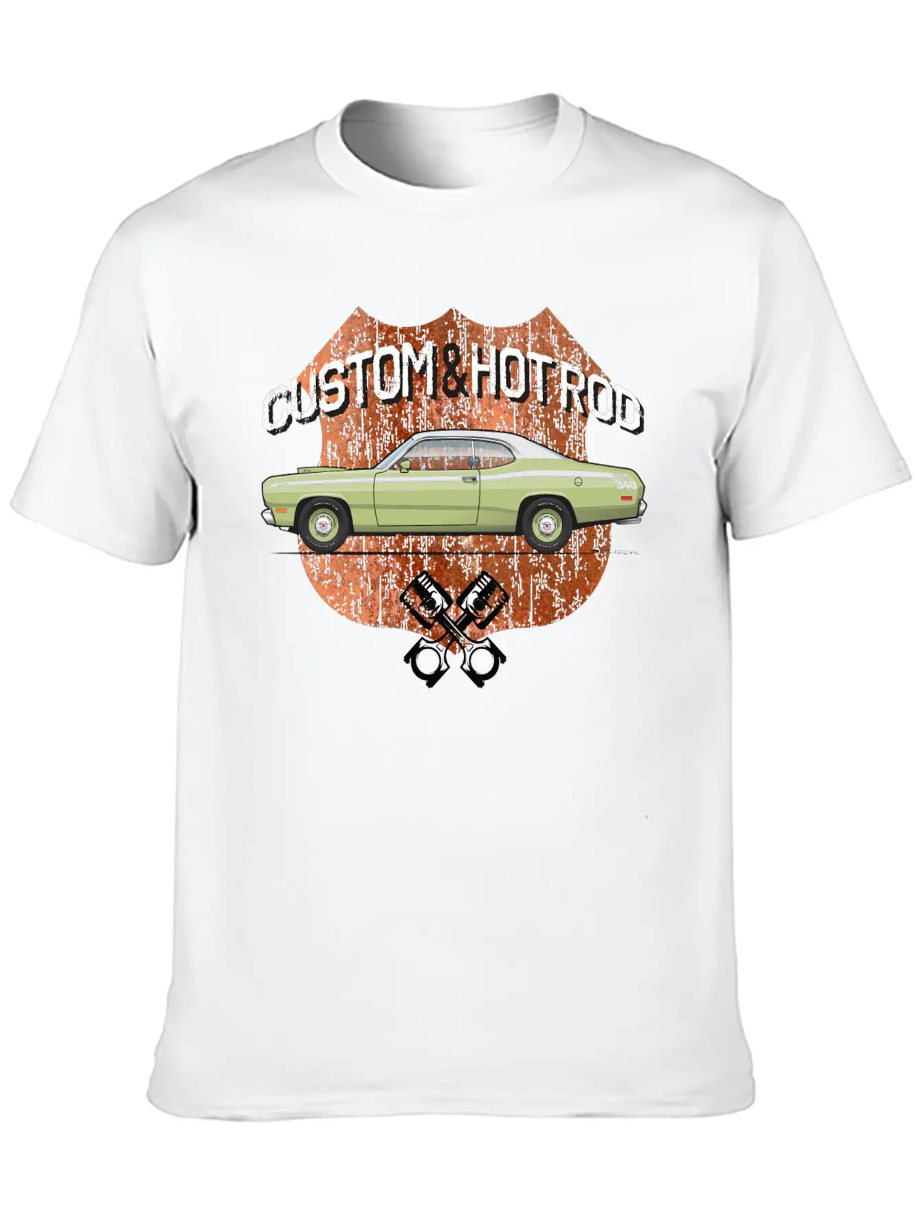 Hot Rod Mist Green Casual Graphic T-Shirt – Simple And Comfortable Daily Wear