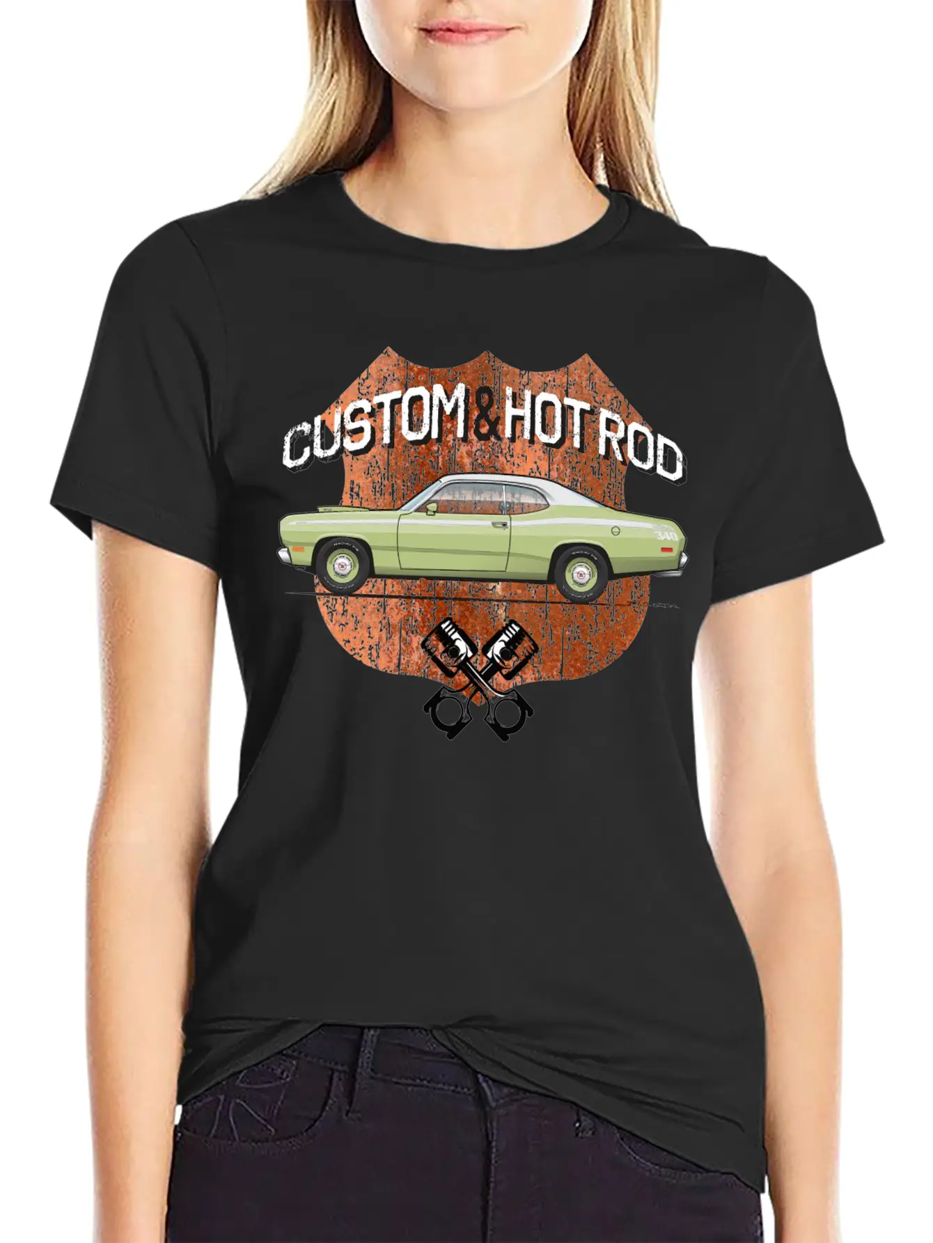 Hot Rod Mist Green Casual Graphic T-Shirt – Simple And Comfortable Daily Wear