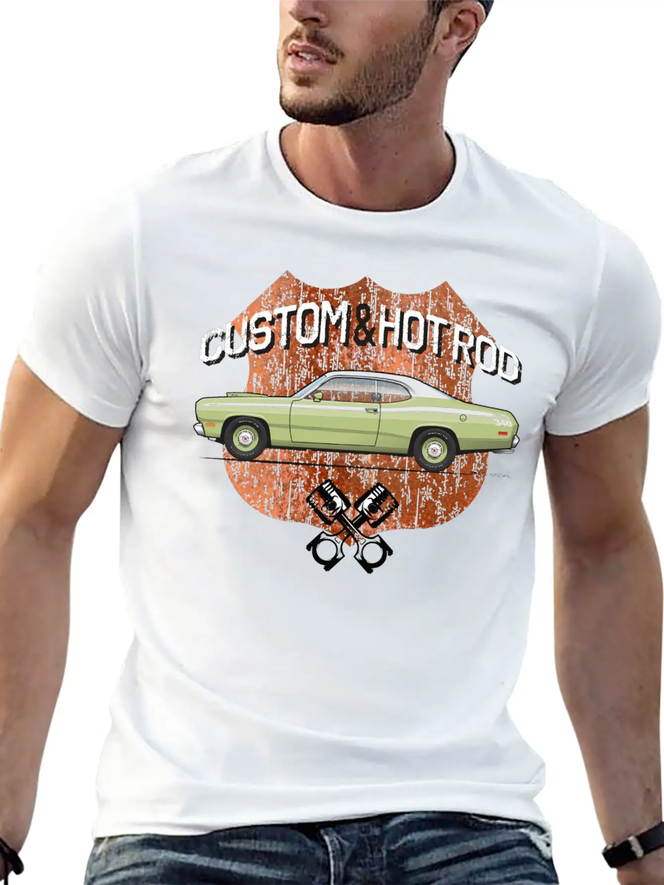 Hot Rod Mist Green Casual Graphic T-Shirt – Simple And Comfortable Daily Wear