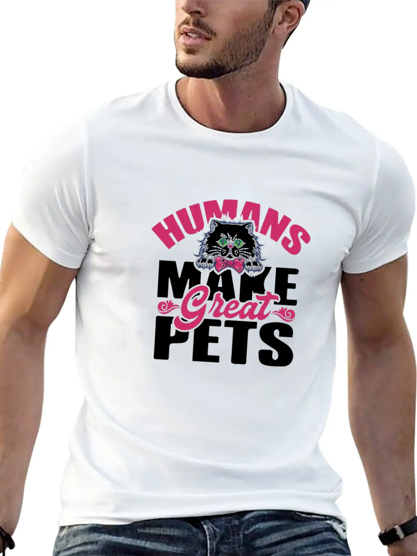 Humans Make Great Pets Aliens Cat Science Shirt Basic Graphic T-Shirt – Daily Comfort In Soft Cotton