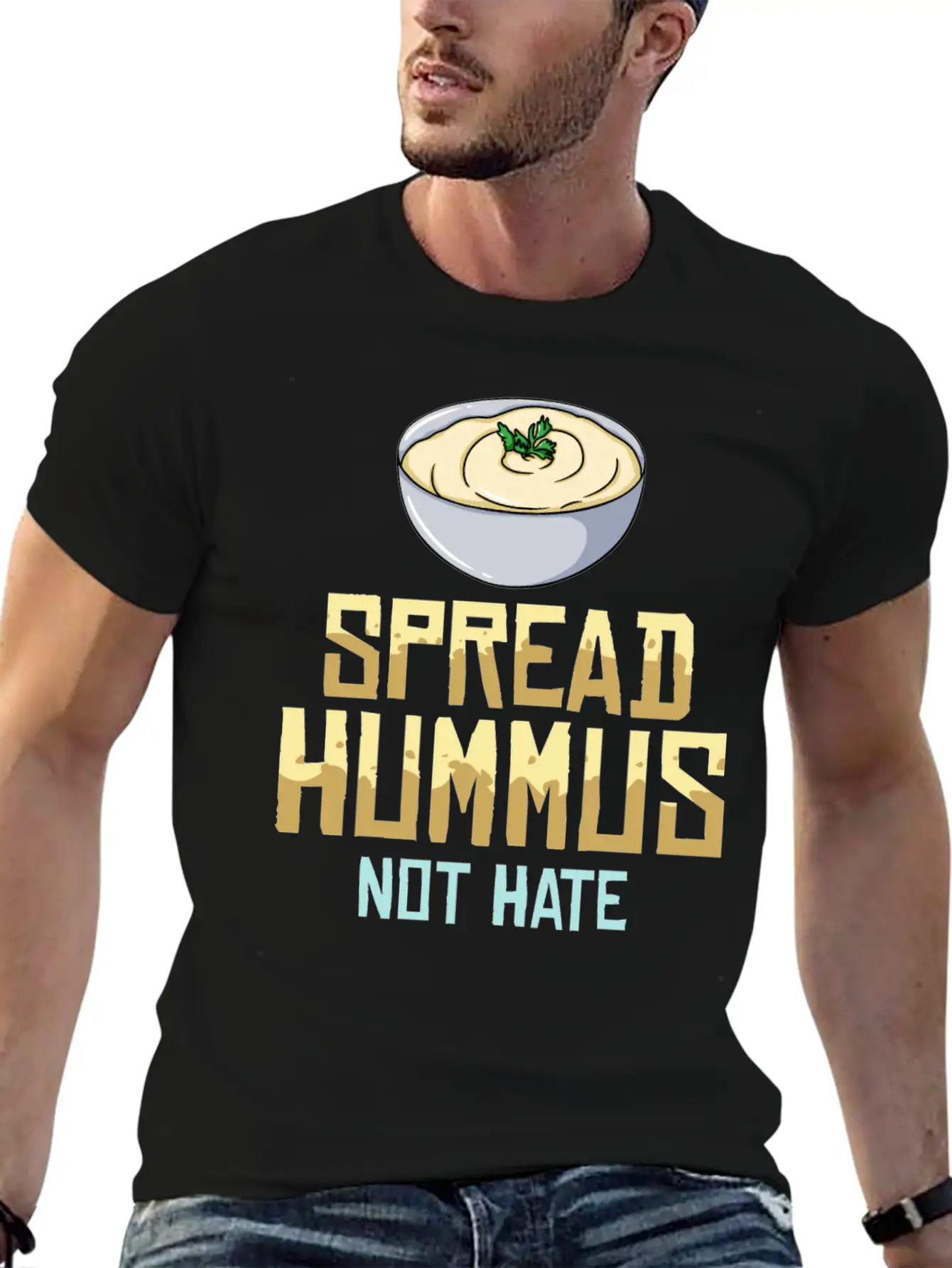 Hummus Healthy Gift Recipes Black Bean Breathable Graphic T-Shirt – Perfect For Casual Days