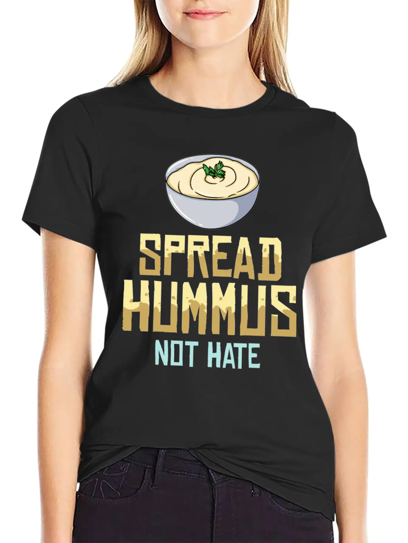 Hummus Healthy Gift Recipes Black Bean Breathable Graphic T-Shirt – Perfect For Casual Days