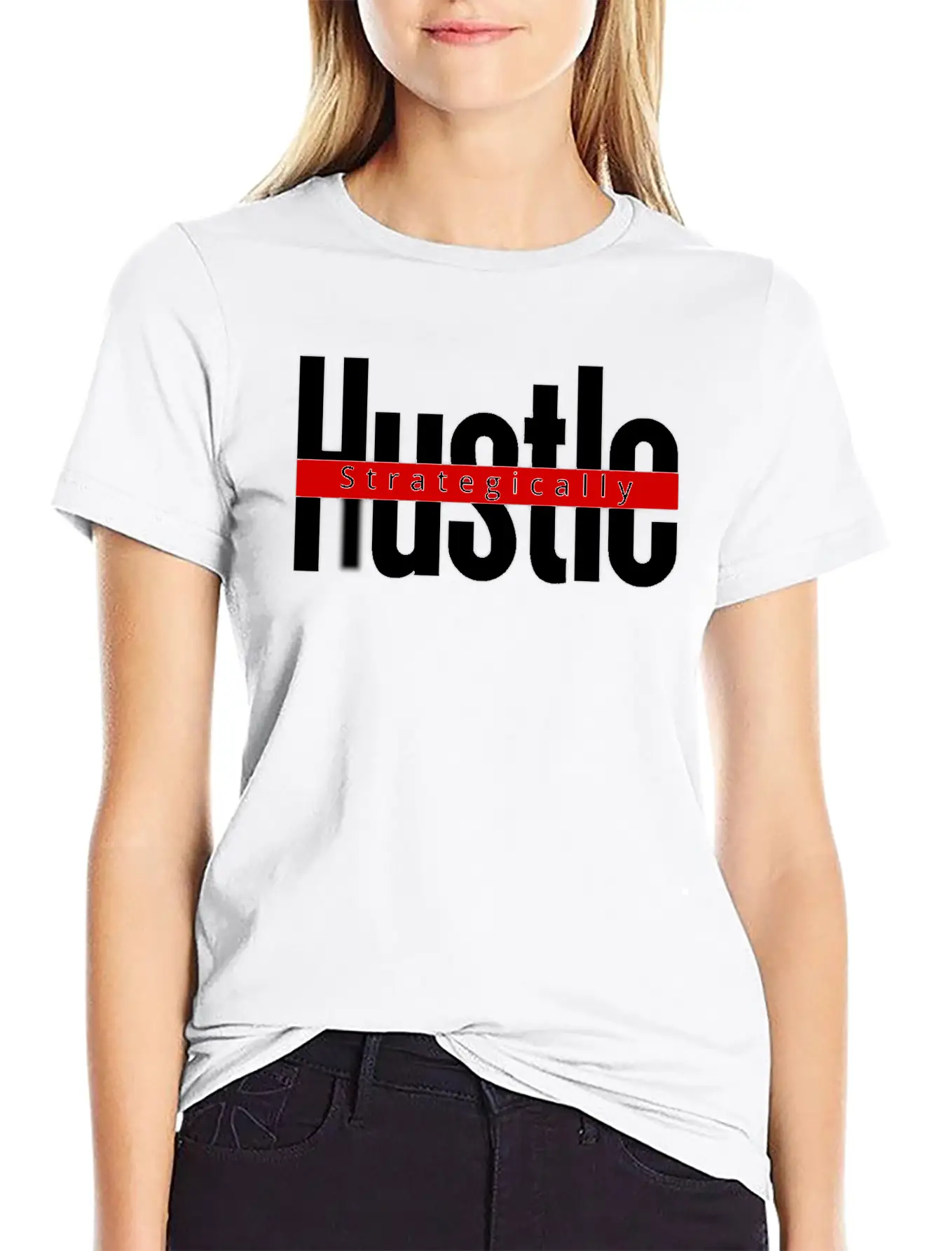 Hustle Strategically 2 Classic T Shirt Classic Crew Neck Graphic Tee – Everyday Minimal Look