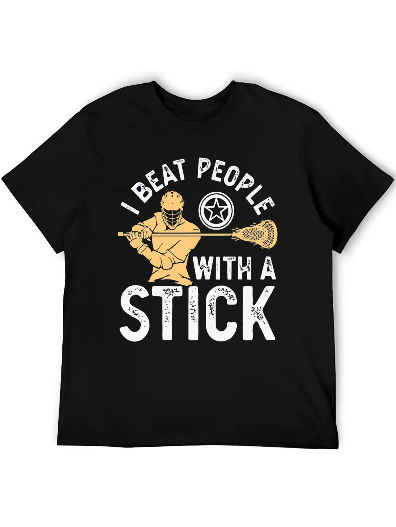 I Beat People With A Stick Funnys Lacrosse Player Basic Graphic T-Shirt – Daily Comfort In Soft Cotton