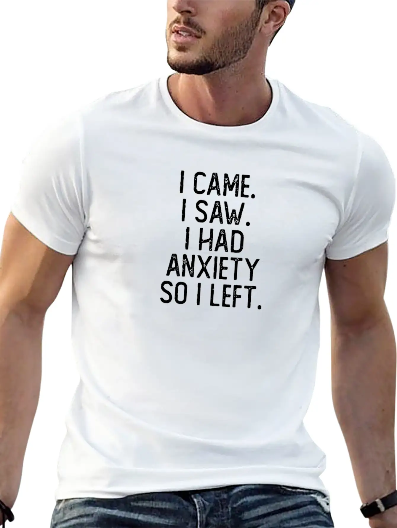 I Came I Saw I Had Anxiety I Left Introverted Basic Graphic T-Shirt – Daily Comfort In Soft Cotton