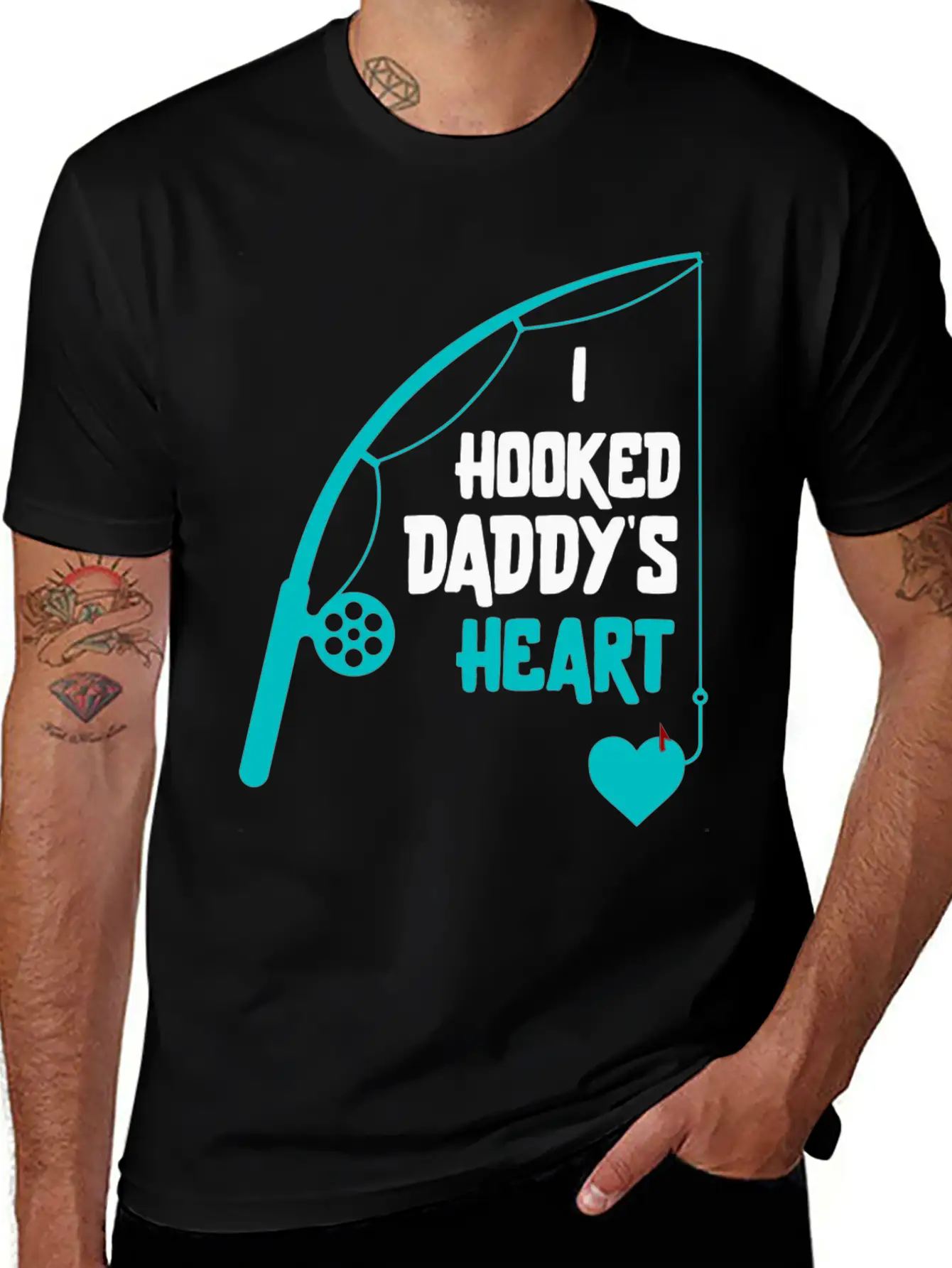 I Hooked Daddy's Heart White Lightweight Cotton T-Shirt – Daily Comfort Graphic Shirt