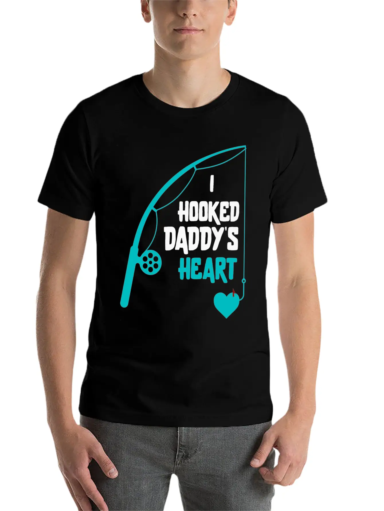 I Hooked Daddy's Heart White Lightweight Cotton T-Shirt – Daily Comfort Graphic Shirt