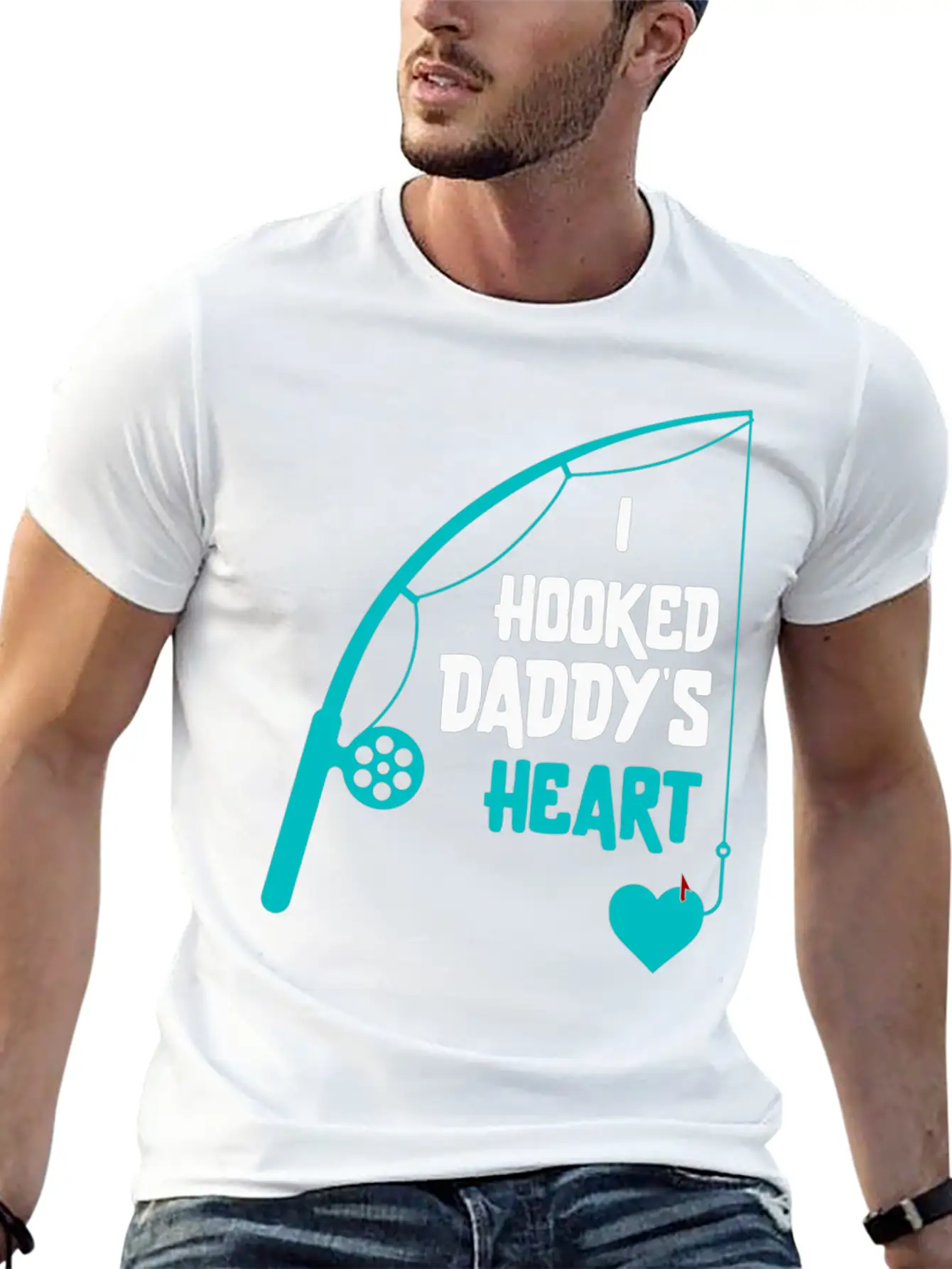 I Hooked Daddy's Heart White Lightweight Cotton T-Shirt – Daily Comfort Graphic Shirt