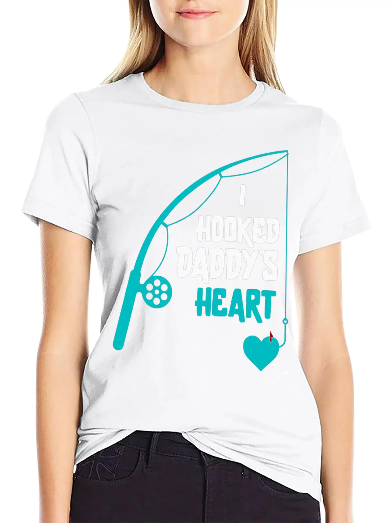 I Hooked Daddy's Heart White Lightweight Cotton T-Shirt – Daily Comfort Graphic Shirt