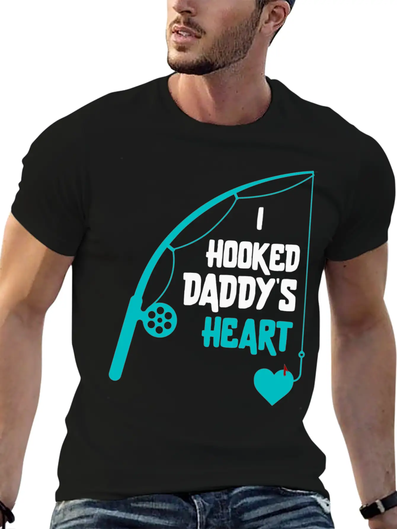 I Hooked Daddy's Heart White Lightweight Cotton T-Shirt – Daily Comfort Graphic Shirt