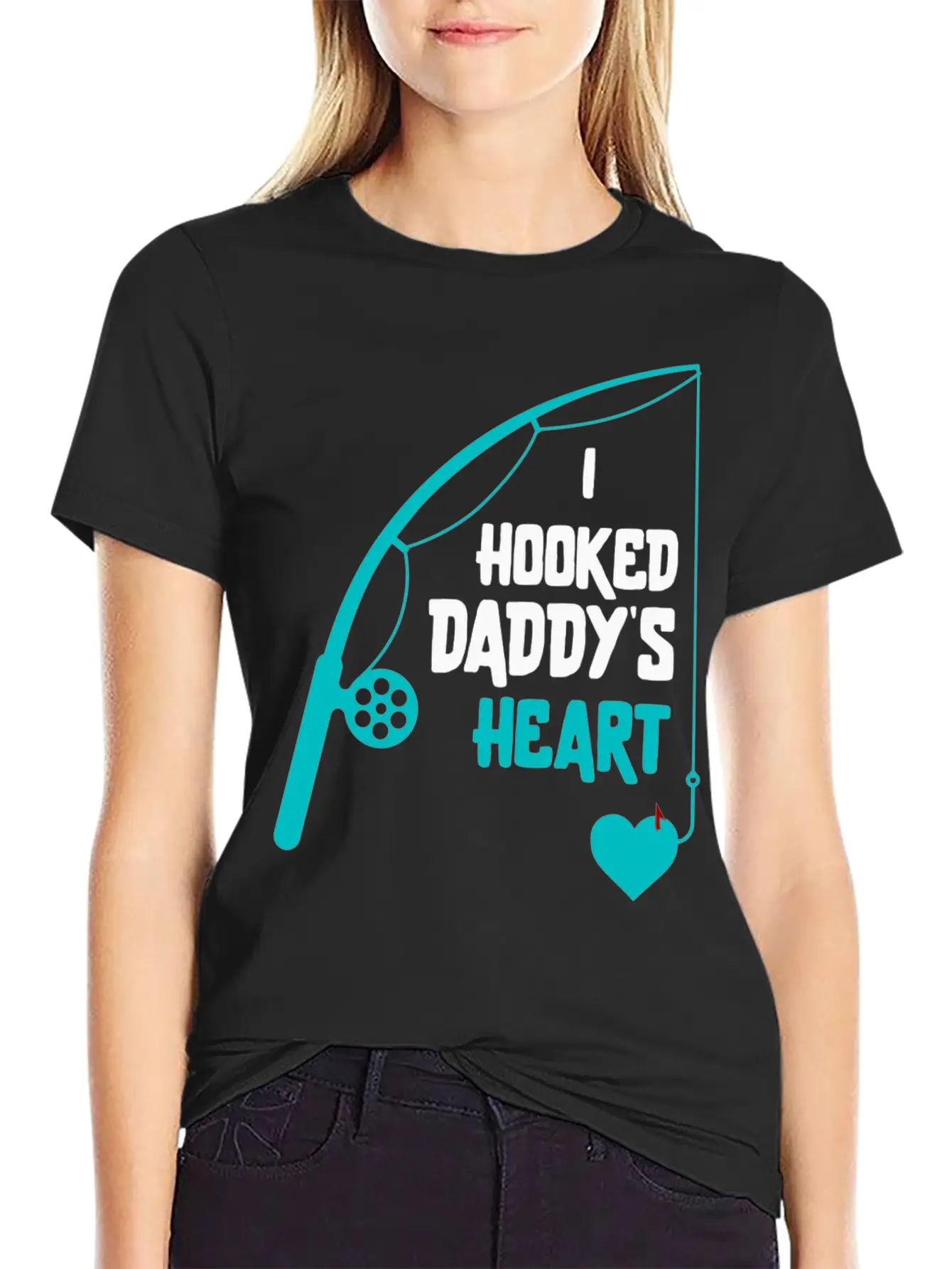 I Hooked Daddy's Heart White Lightweight Cotton T-Shirt – Daily Comfort Graphic Shirt