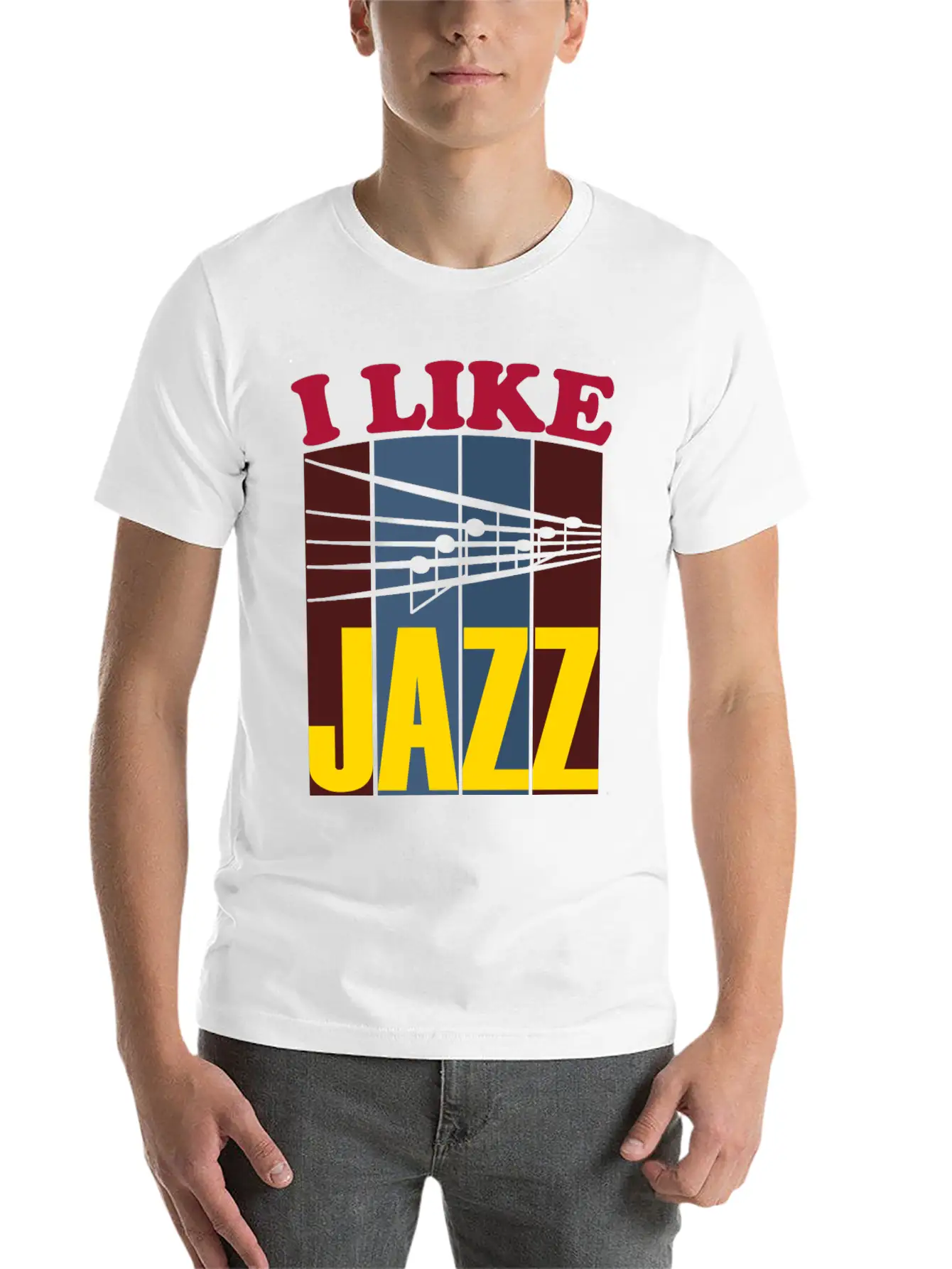I Like Jazz White Classic Crew Neck Graphic Tee – Everyday Minimal Look