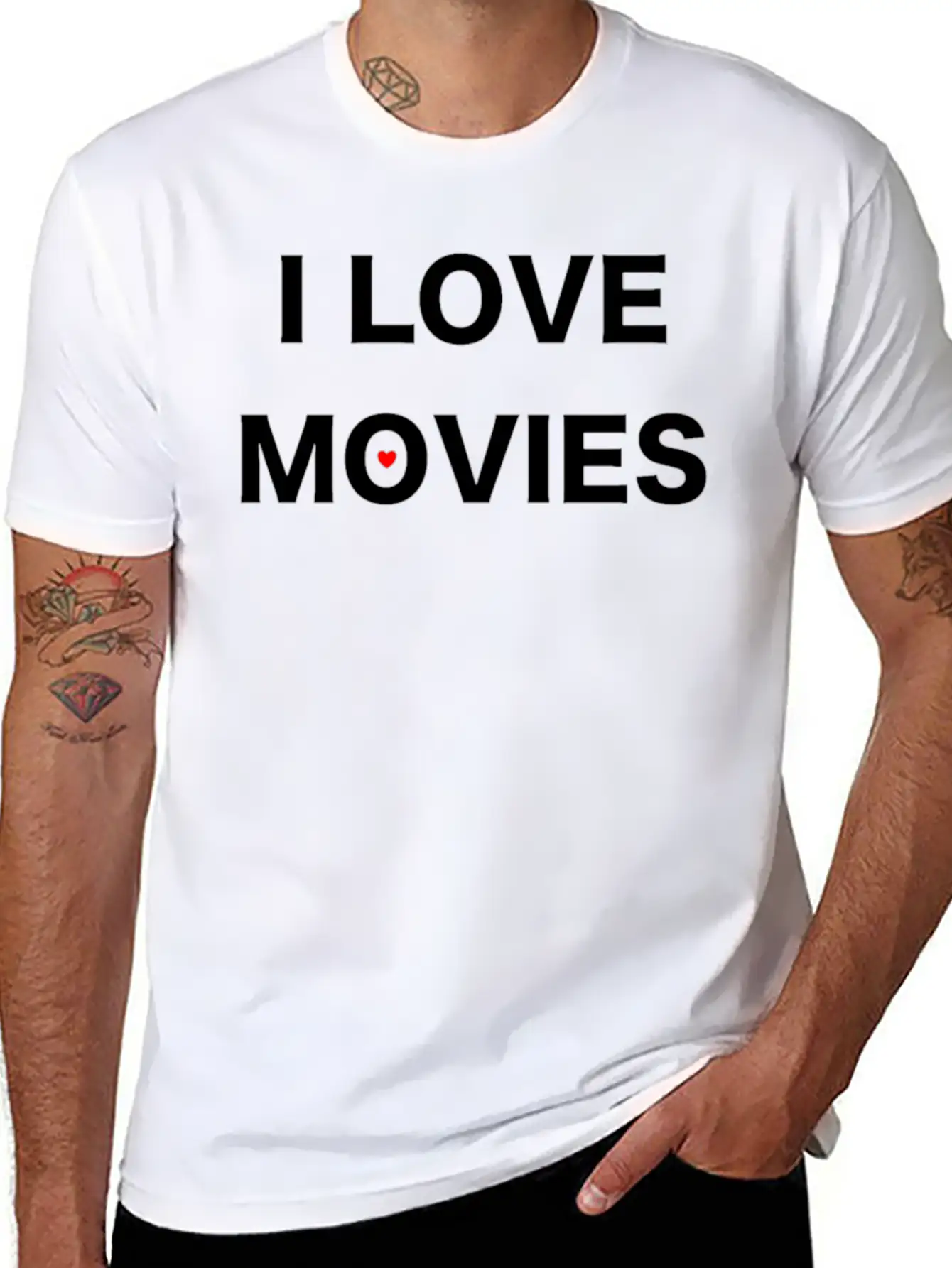 I LOVE MOVIES Stylish Everyday T-Shirt – Unisex Basic Cotton Tee