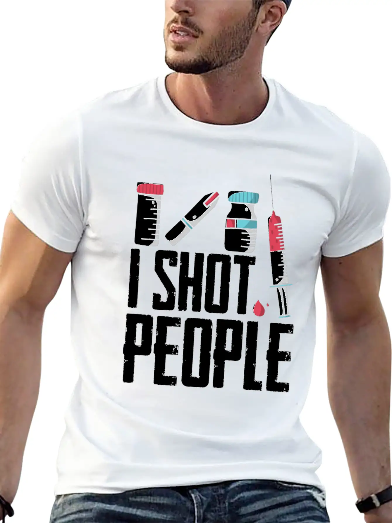 I Shot People Diabetes Insulin Awareness Month Stylish Everyday T-Shirt – Unisex Basic Cotton Tee