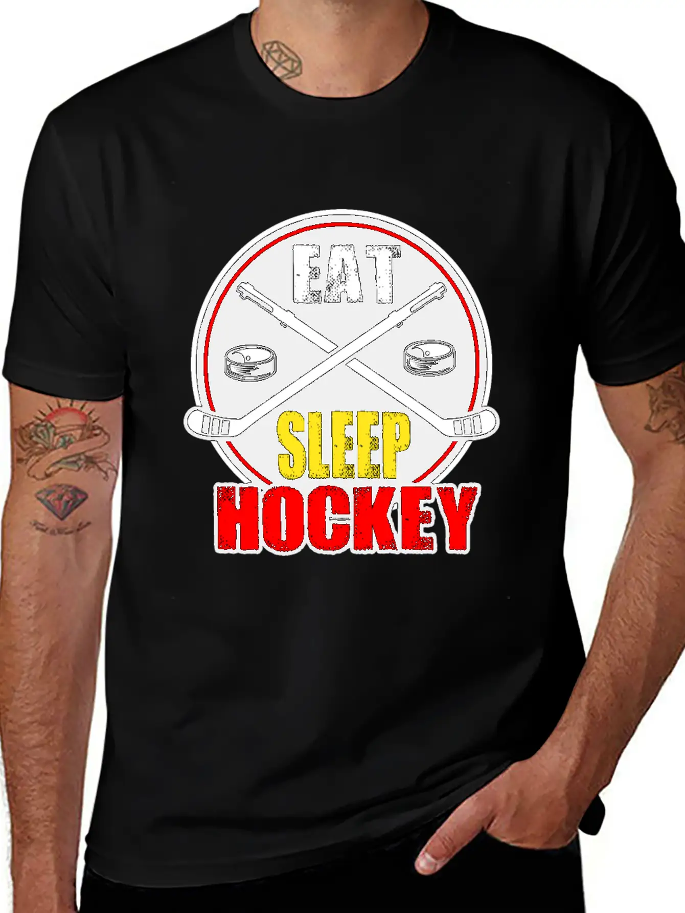 Ice Hockey Mask Puck Stick Field Goal Champion Stylish Everyday T-Shirt – Unisex Basic Cotton Tee