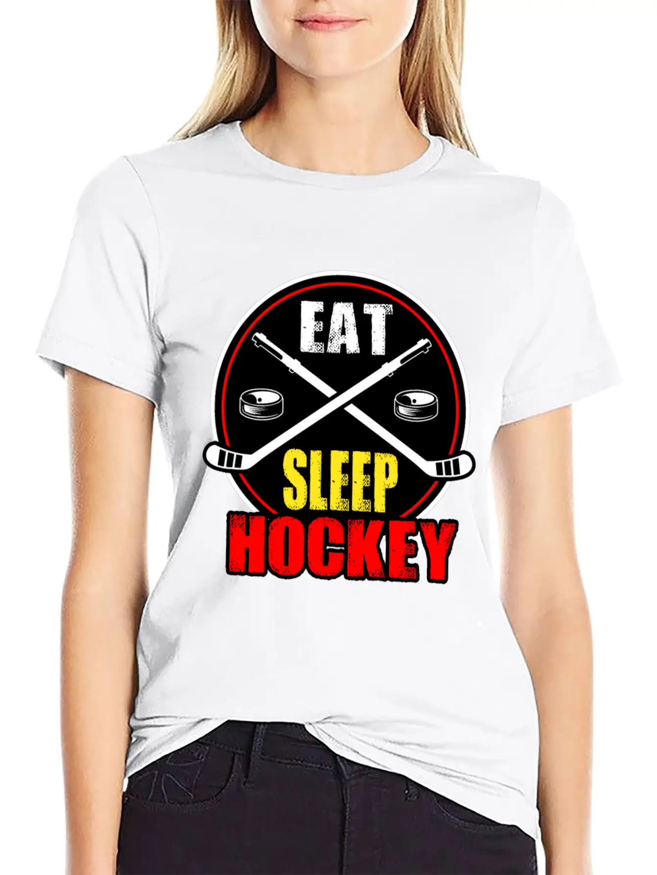 Ice Hockey Mask Puck Stick Field Goal Champion Stylish Everyday T-Shirt – Unisex Basic Cotton Tee