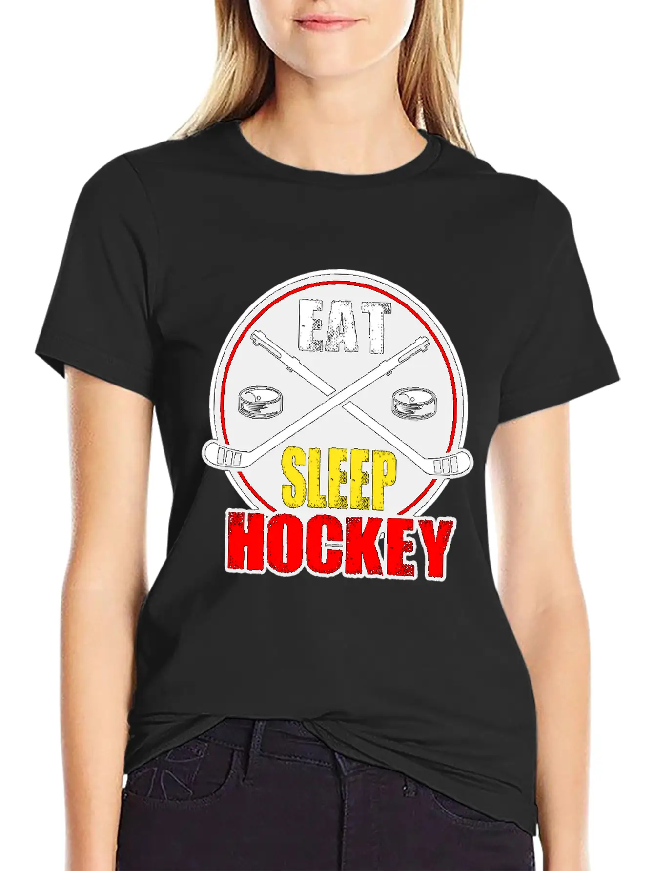 Ice Hockey Mask Puck Stick Field Goal Champion Stylish Everyday T-Shirt – Unisex Basic Cotton Tee