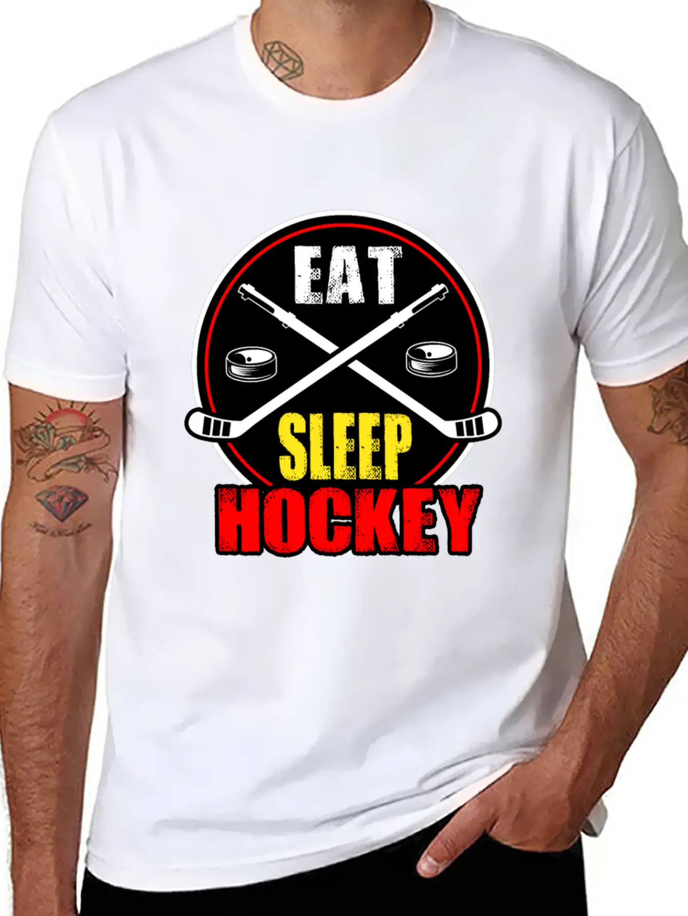 Ice Hockey Mask Puck Stick Field Goal Champion Stylish Everyday T-Shirt – Unisex Basic Cotton Tee