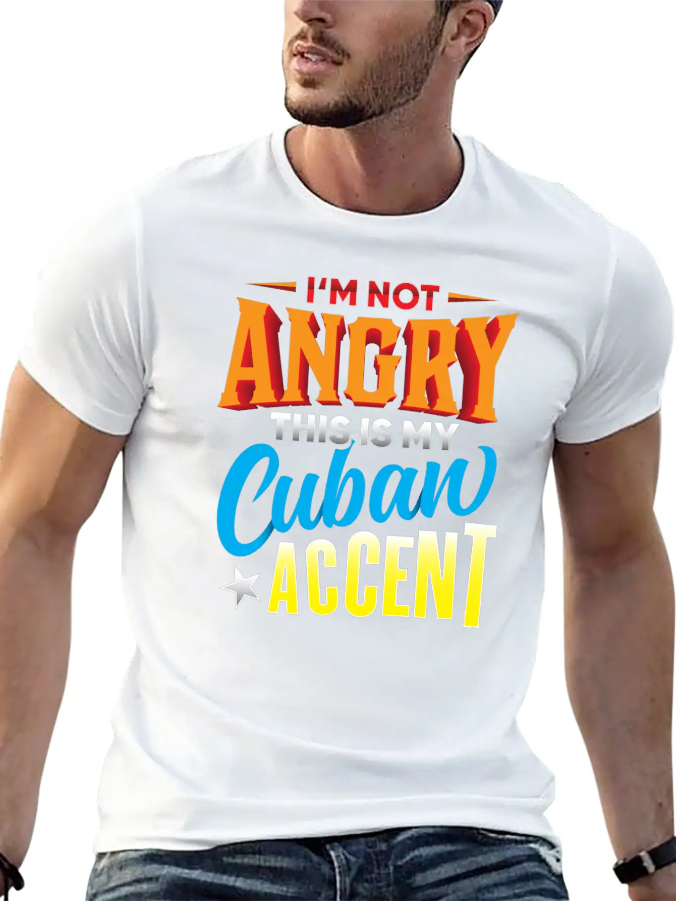 I'm Not Angry This Is My Cuban Accent Cuba Gift Basic Graphic T-Shirt – Daily Comfort In Soft Cotton